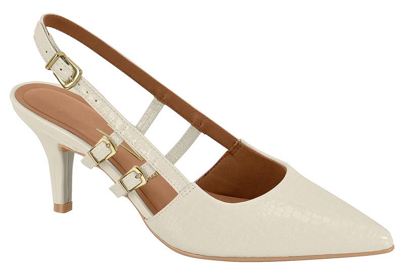 SAPATO FEMININO 30336 VERNIZ CROCO LONDON - OFF WHITE