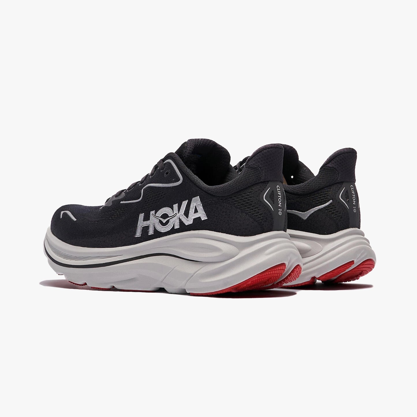HOKA MENS CLIFTON 10 ROAD RUNNINGBLACK / SILVER