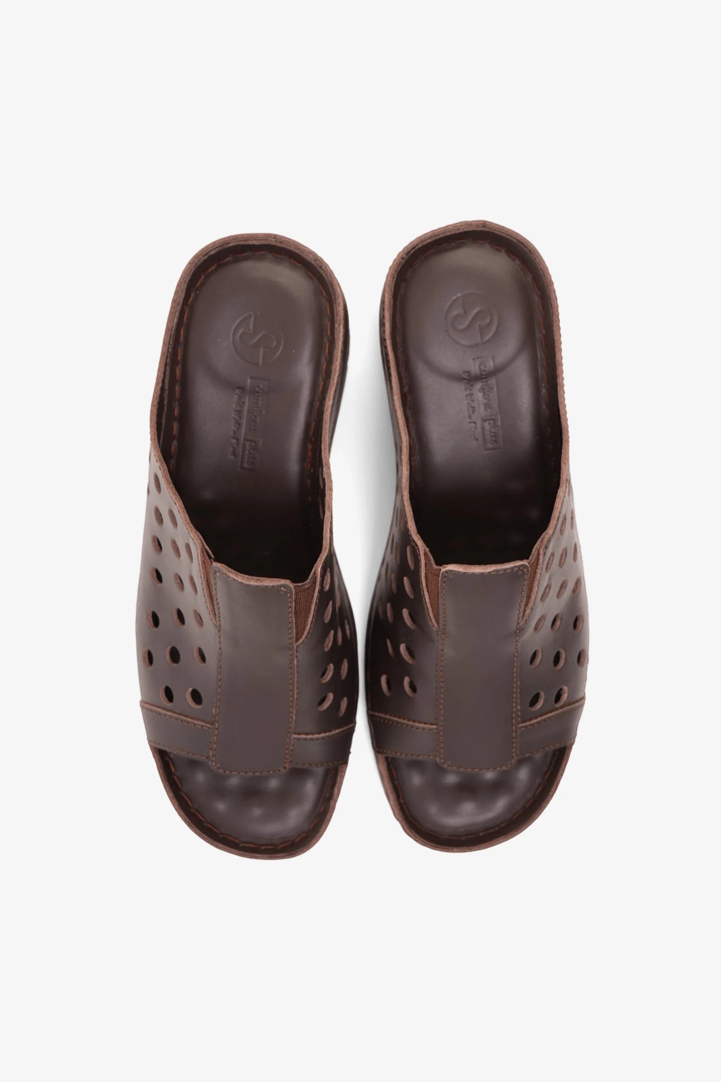 Comfort Plus Women's Perforated Wedge Sandals Brown LSDCPGG102