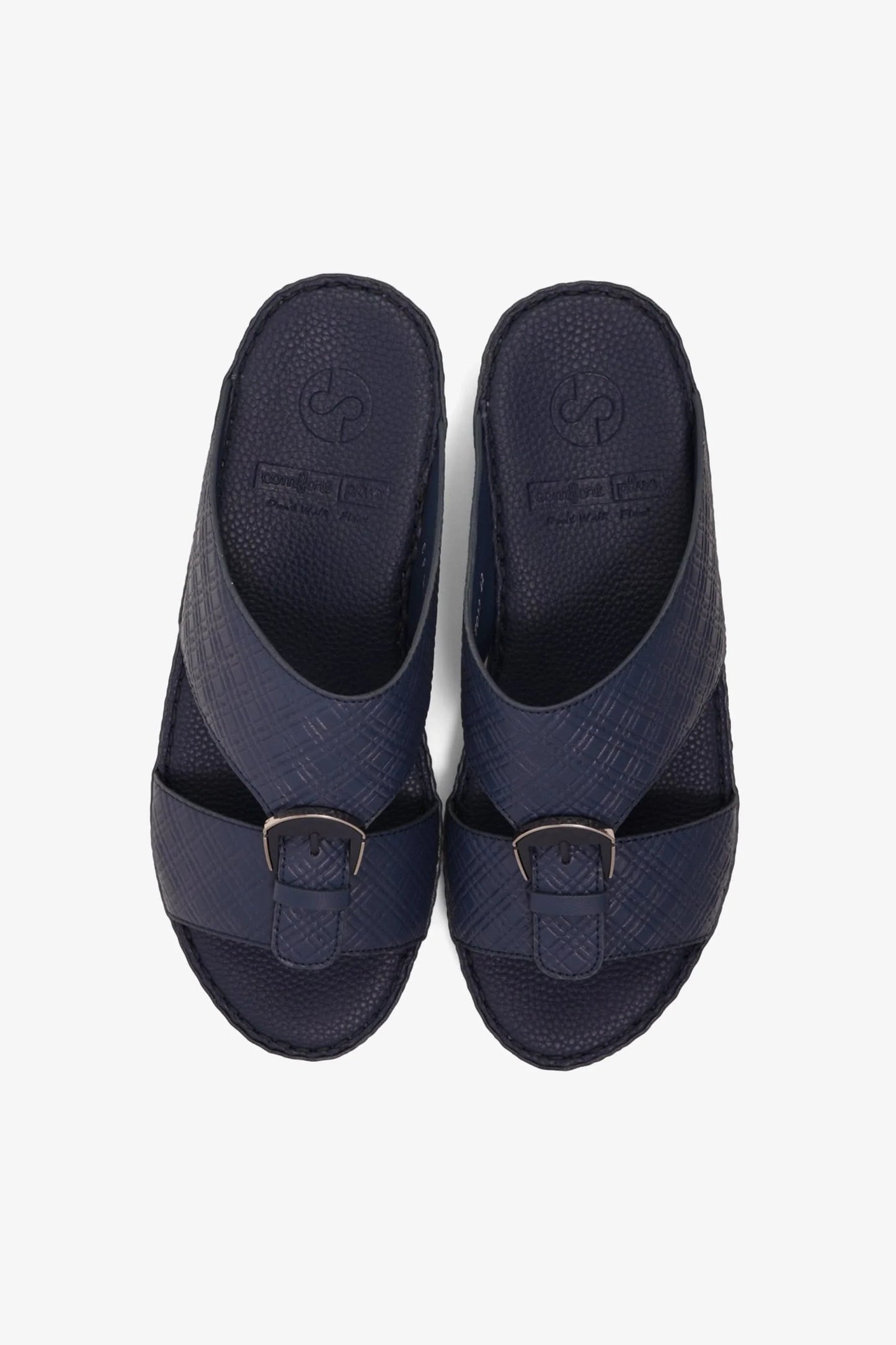 Comfort Plus Men's Cushioned Leather Slip-On Sandals Navy MSDCP7013