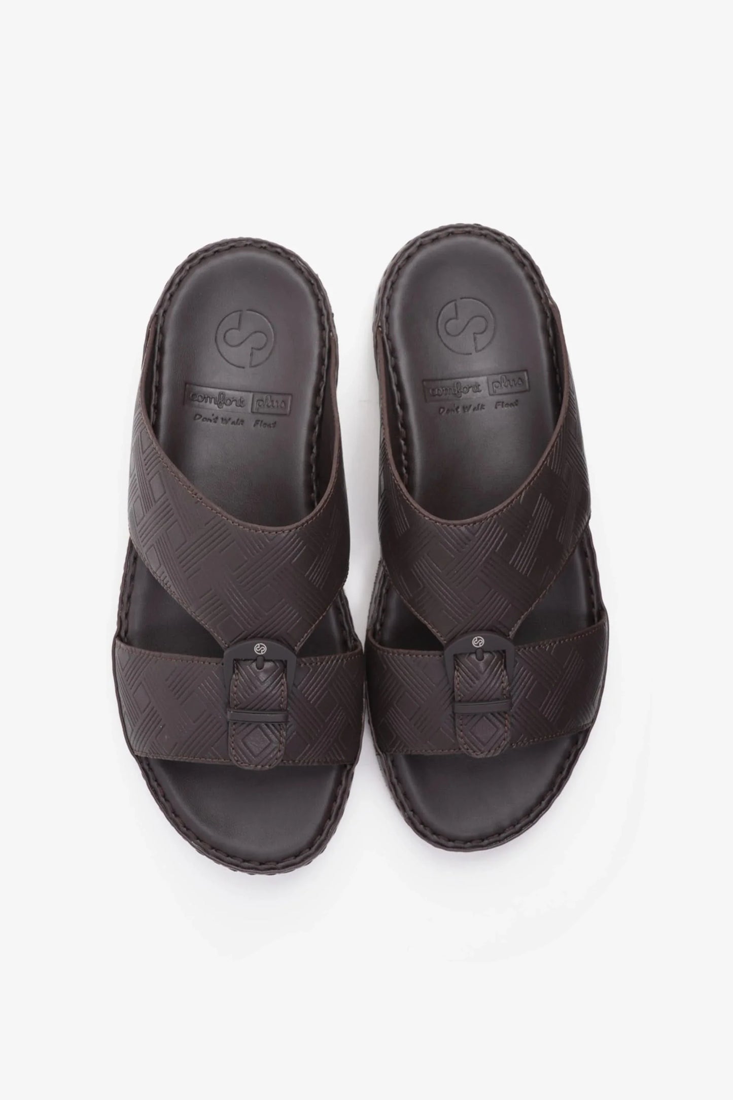 Comfort Plus Men's Embossed Arabic Leather Sandals Brown MSDCP3001