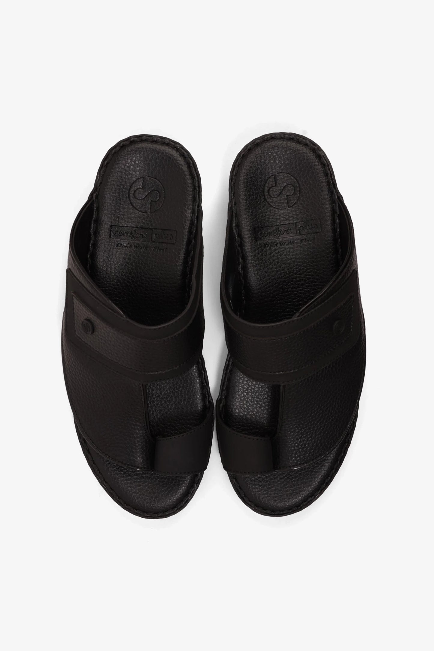 Comfort Plus Men's Footbed Leather Arabic Sandals Black MSDCP8011