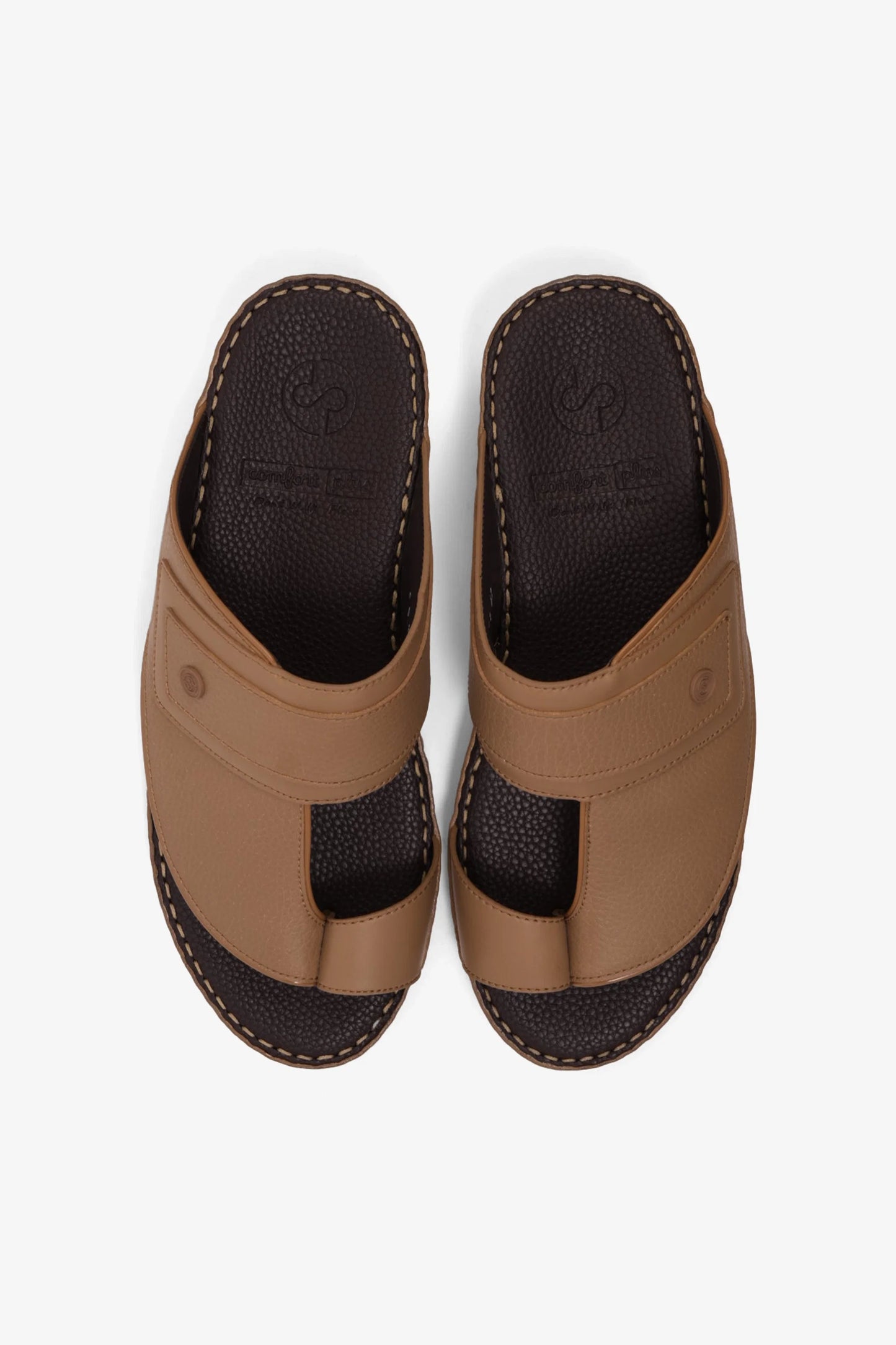 Comfort Plus Men's Textured Leather Sandals Olive Brown MSDCP8011