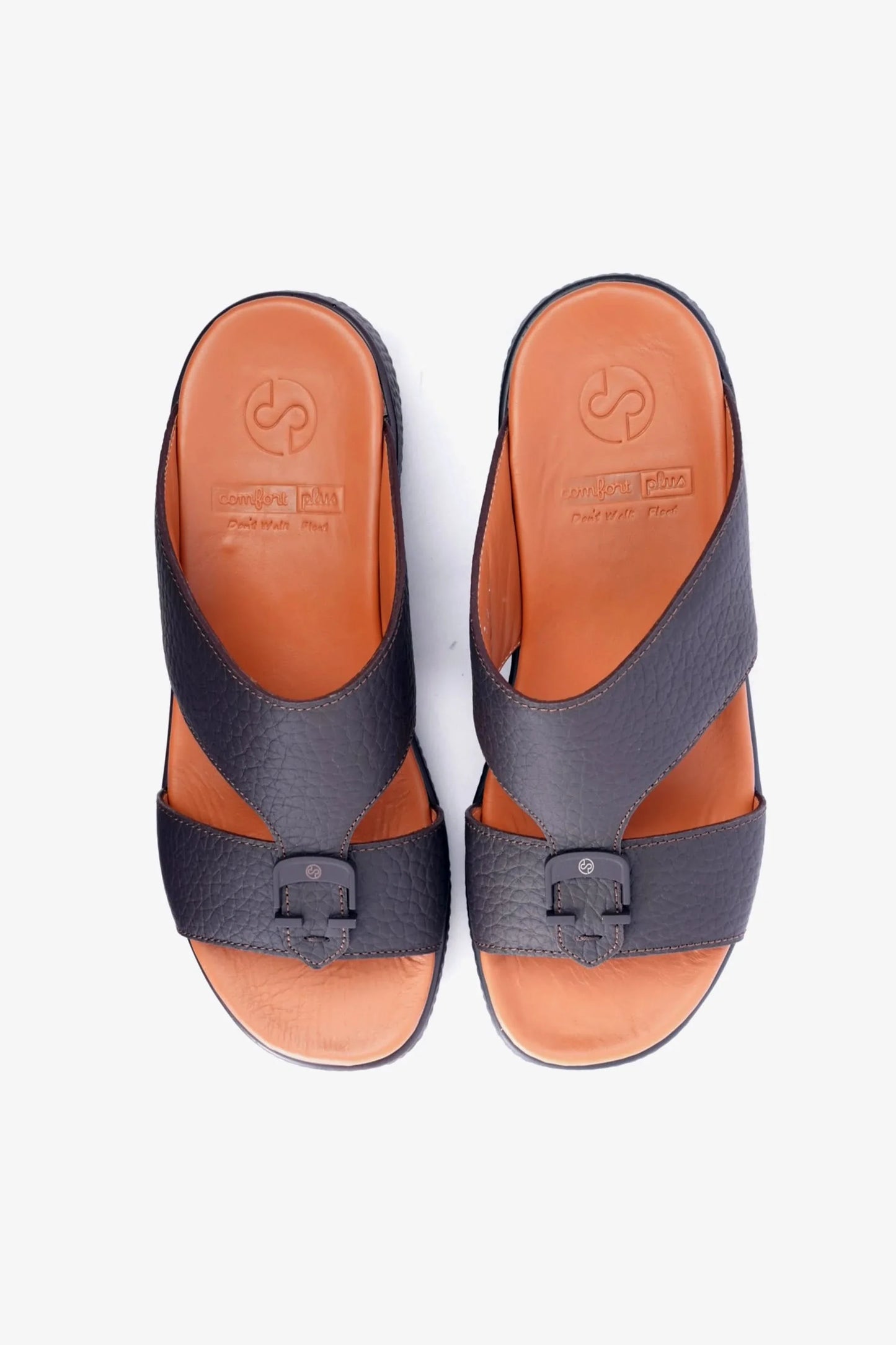 Comfort Plus Men's Stylish Trims Leather Sandals Black MSDCPD103