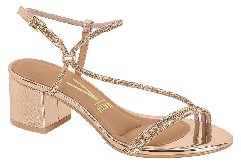 SANDALIA FEMININ TR PR FLORENCA/BRILHO ITALIA/MET GL - ROSE GOLD
