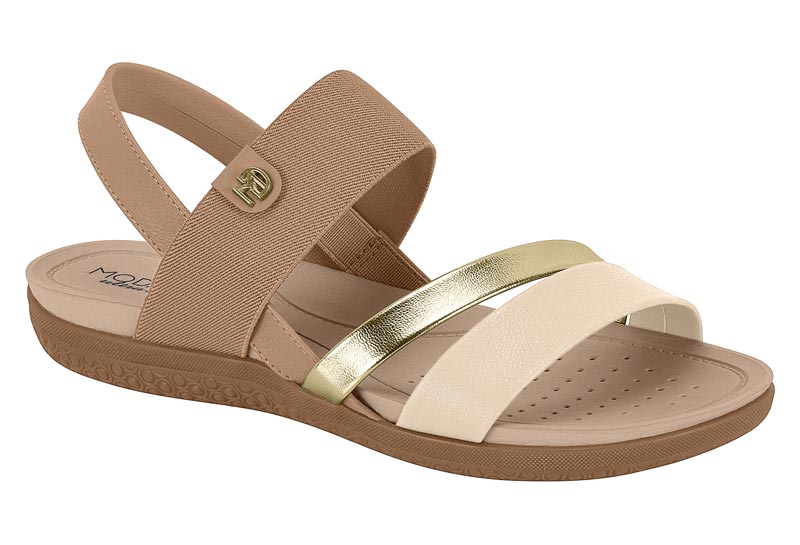 SANDALIA FEMININA ELAST/NP FLOAT NATURE/BRILHO ITALIA NUDE CREAM GOLDEN