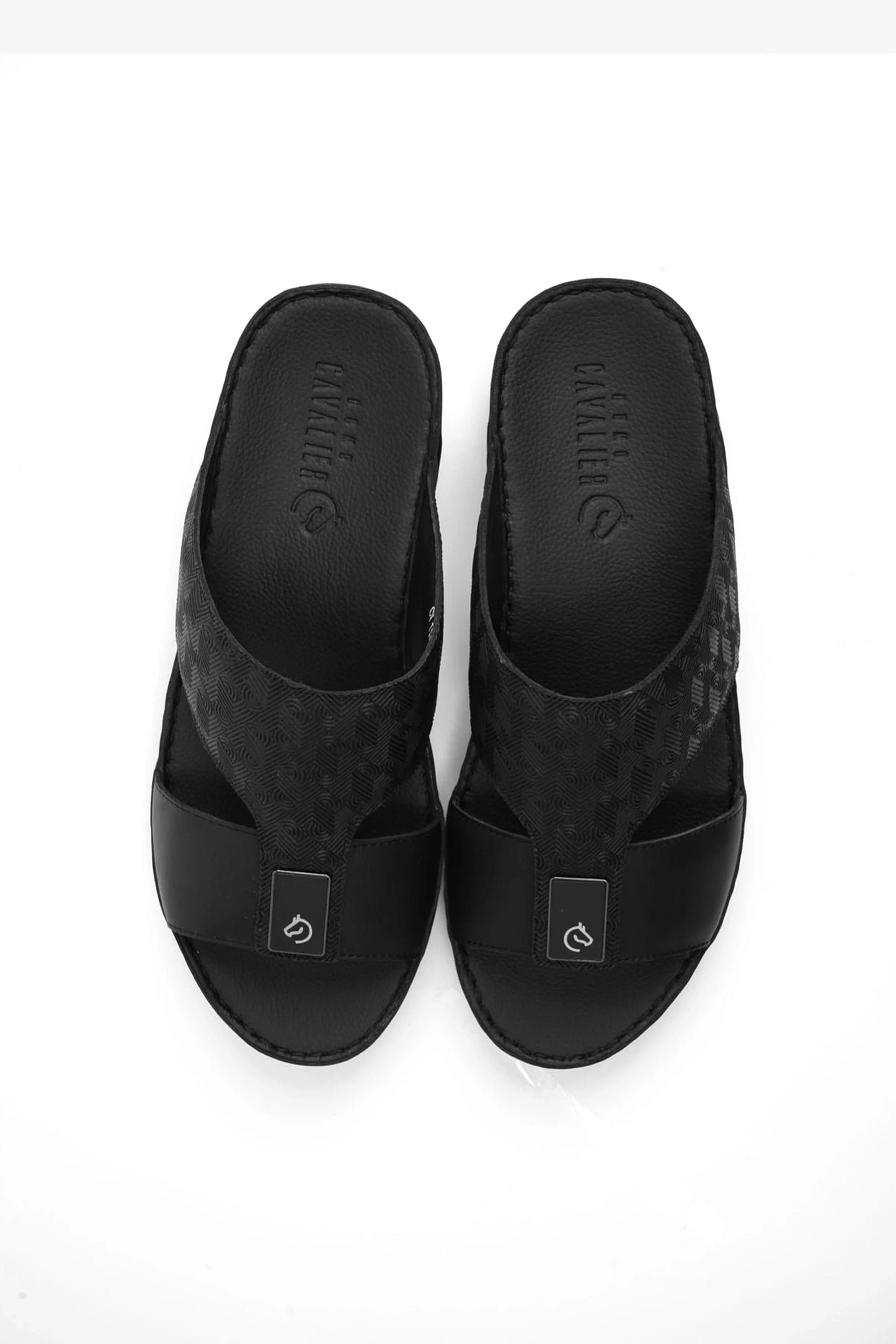 Cavalier Uomo Men's Modern Leather Arabic Sandals Black MSDCV1106