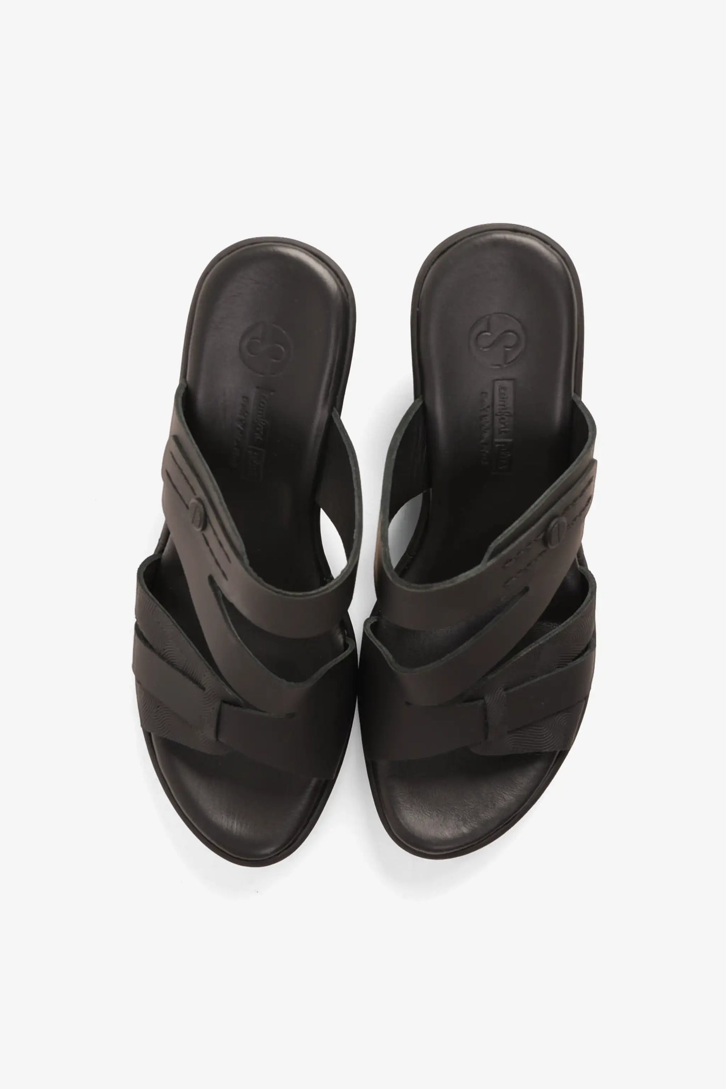 Comfort Plus Women's Leather Cut-Out Low Heel Sandals Black LSDCP9110