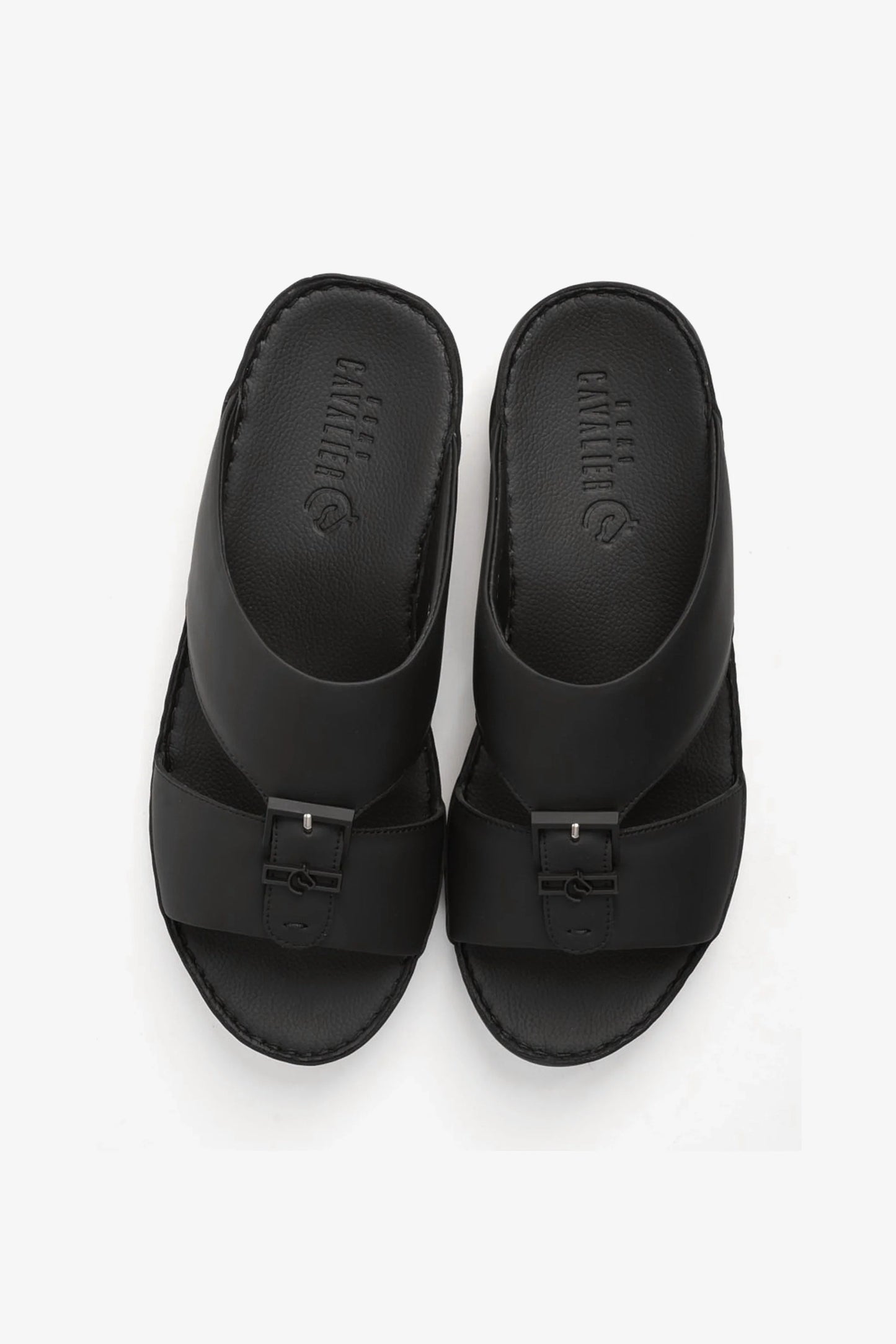 Cavalier Uomo Men's Embossed Leather Arabic Sandals Black MSDCV1101