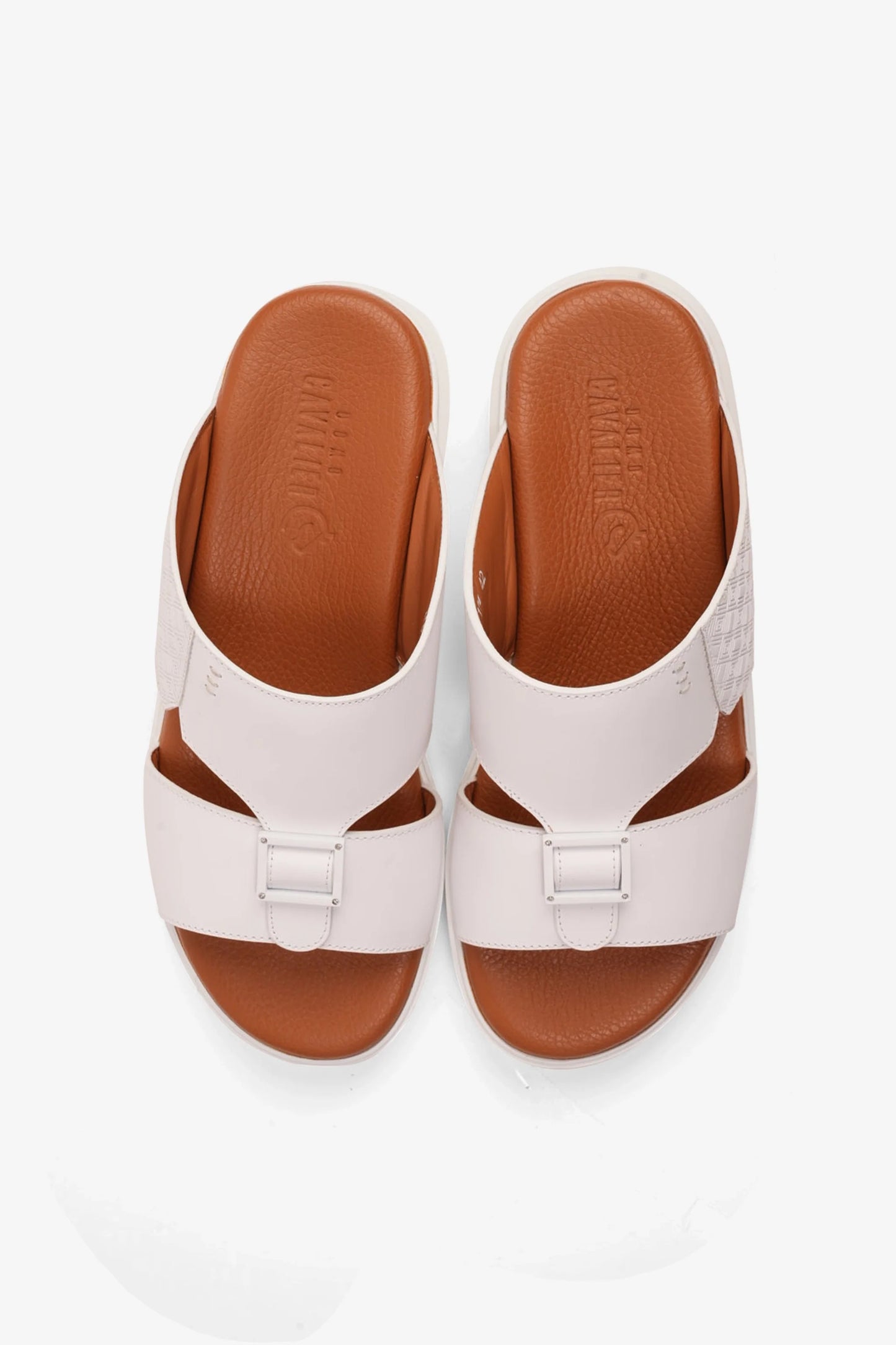 Cavalier Uomo Men's Textured Sole Arabic Sandals White MSDCVALP129