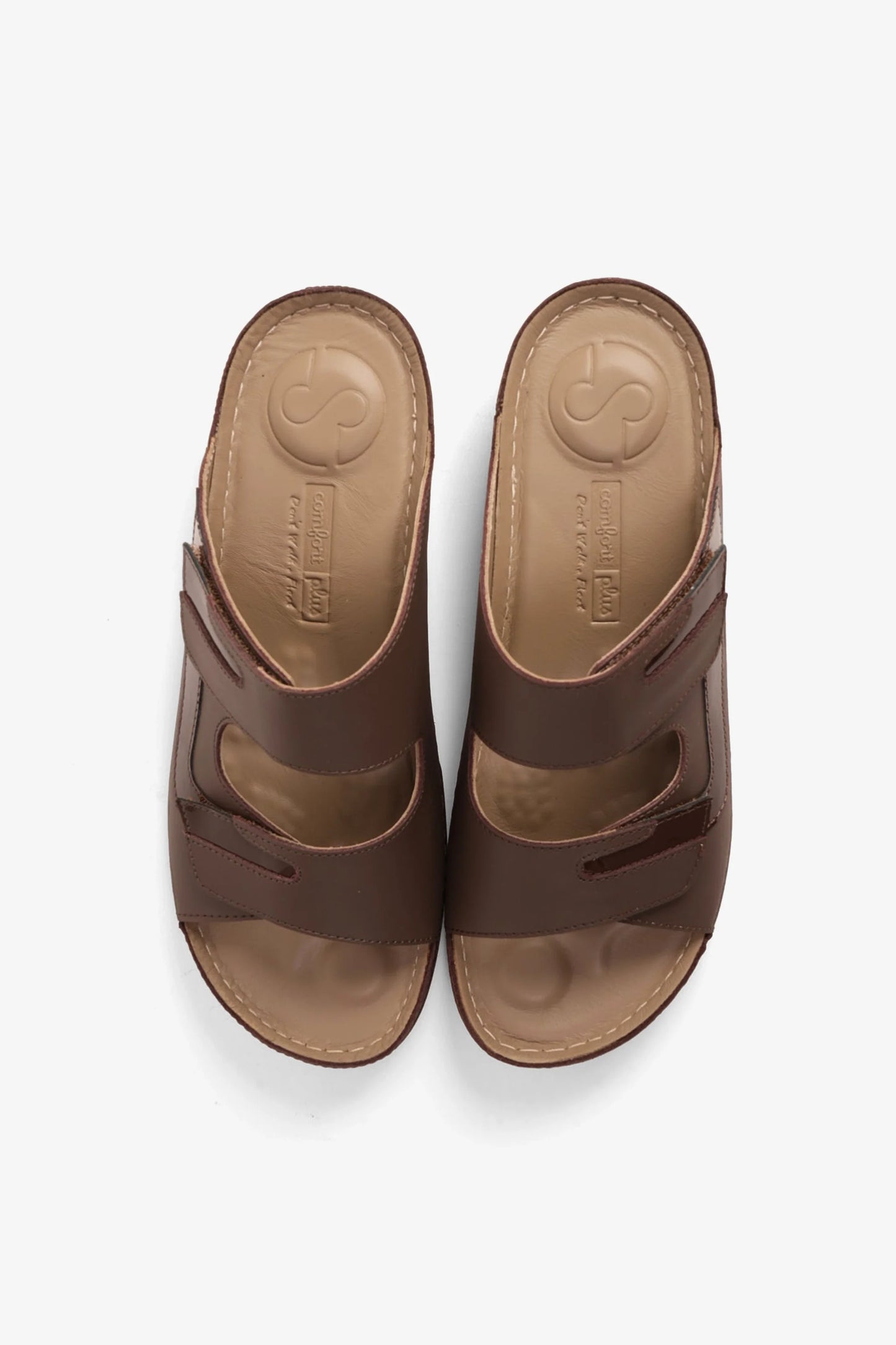Comfort Plus Women's Sleek Adjustable Strap Sandals Brown LSDCP418