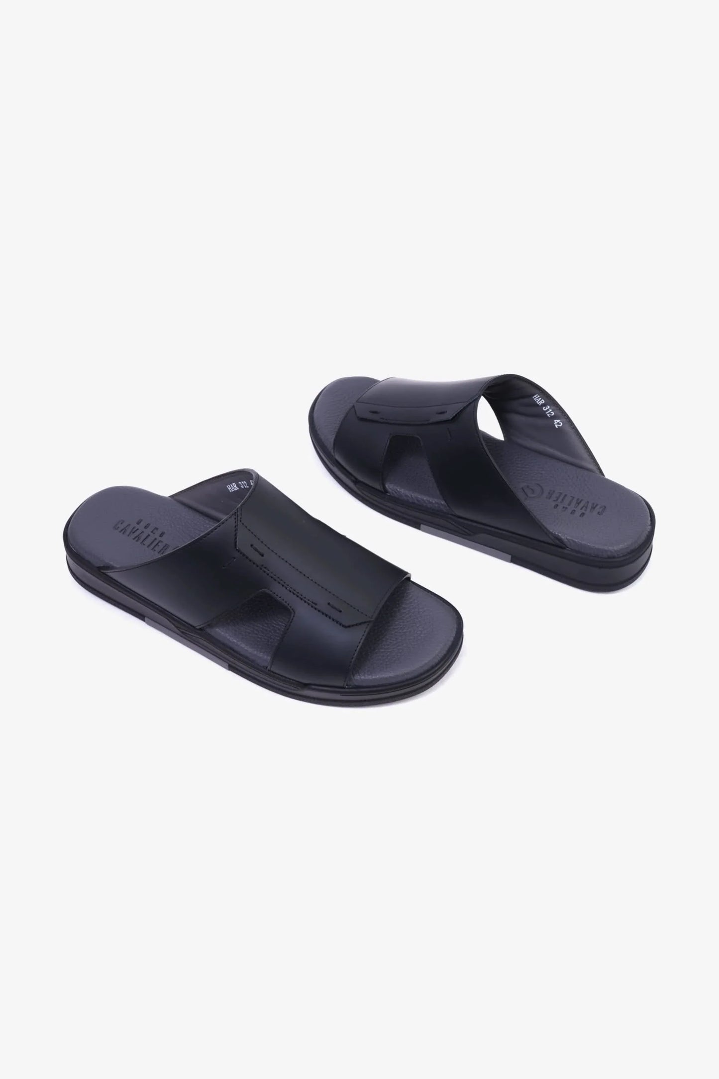 Cavalier Uomo Men's Leather Slide Sandals Black MSDCVHAR312