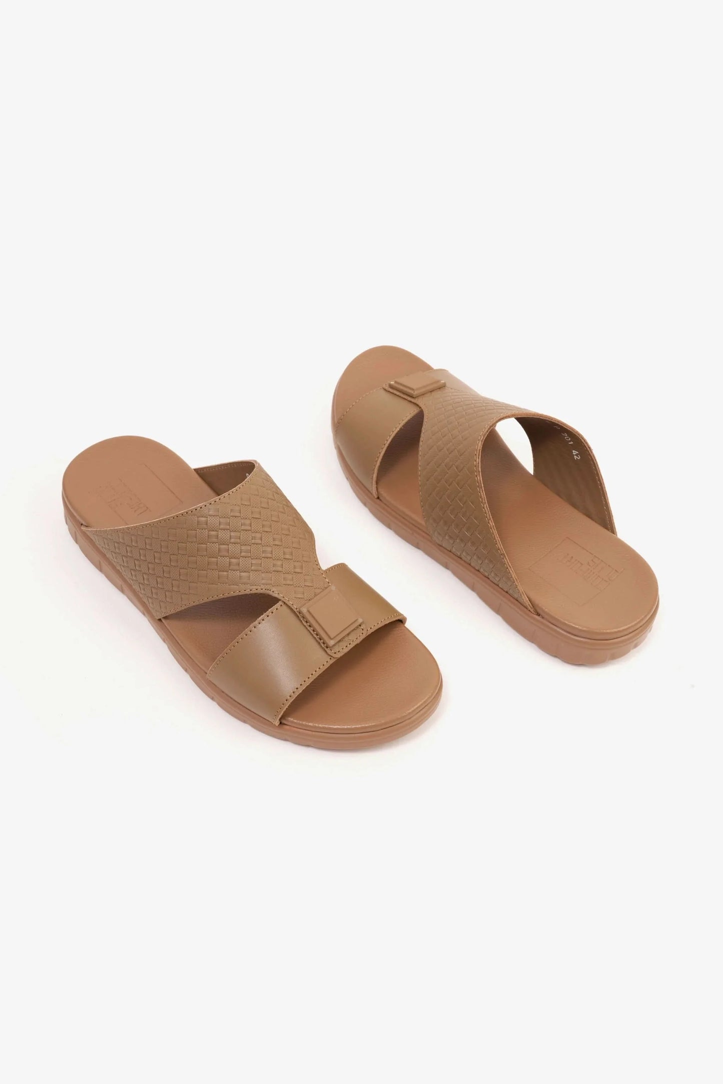 Comfort Plus Men's Embossed Leather Sandals Olive Brown MSDCP201