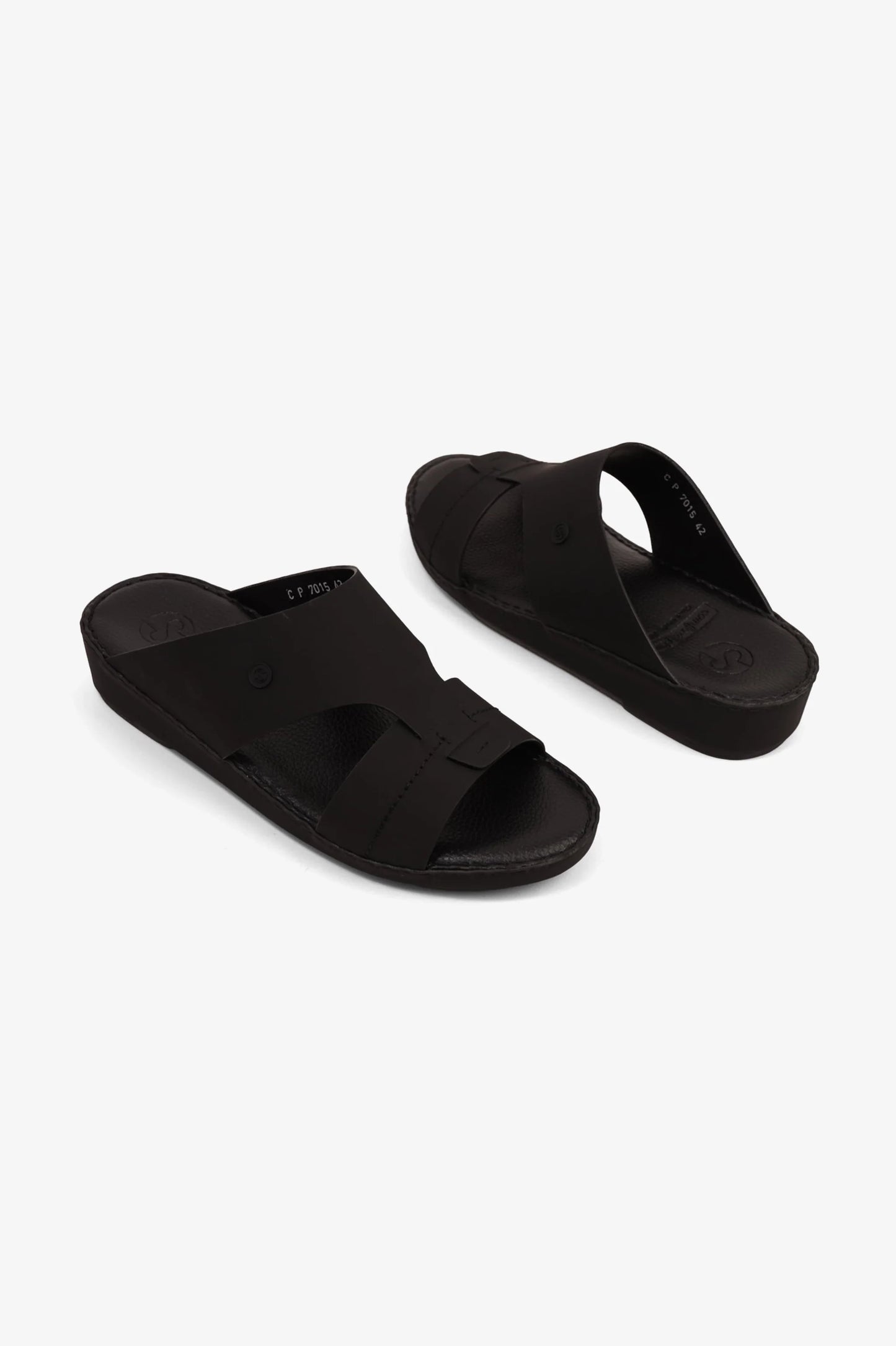 Comfort Plus Men's Matte Modern Leather Sandals Black MSDCP7015