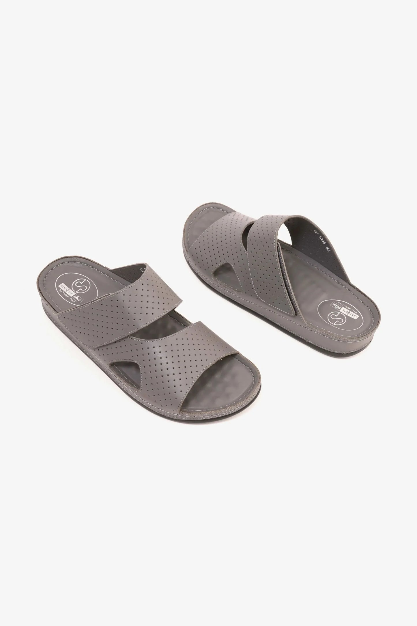 Comfort Plus Men's Al Waha Textured Slip-On Arabic Sandals Grey MSDCP4005