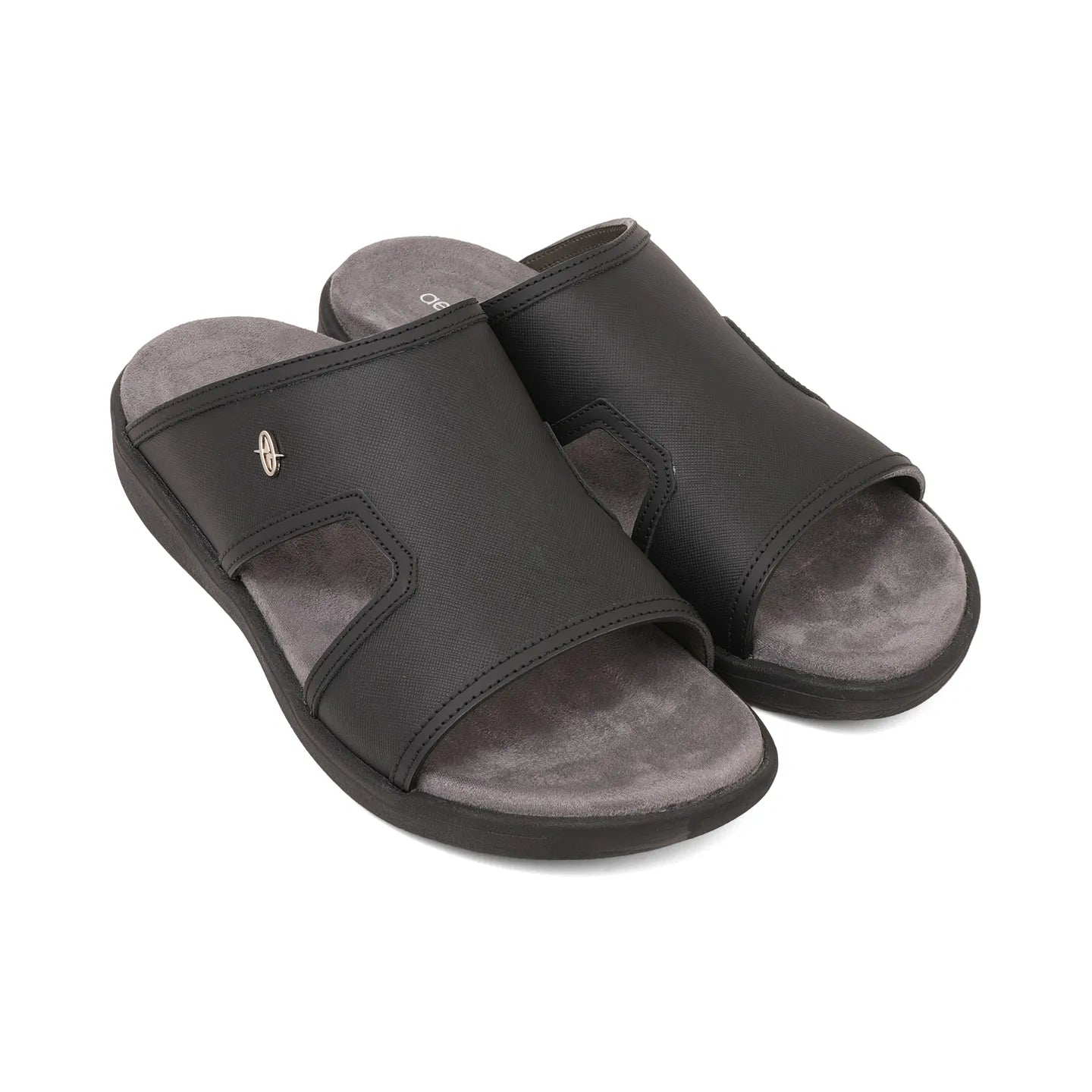 Aetrex Men's Suede Foot Bed Leather Sandals Black - Sole Therapy