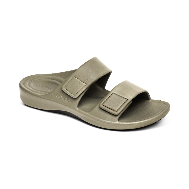 Aetrex Milos Orthotic Slides Men Army - Sole Therapy