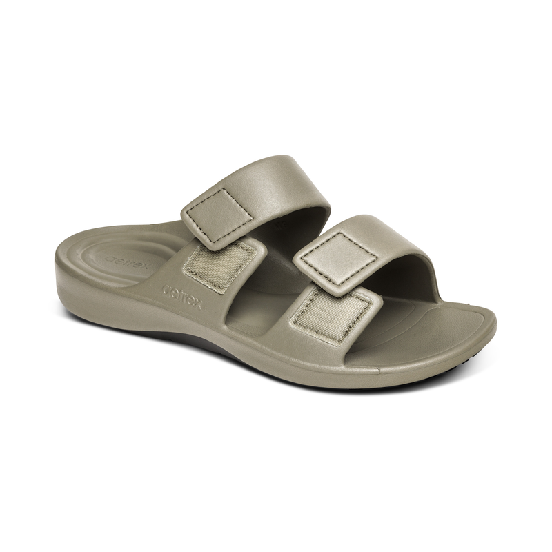 Aetrex Milos Orthotic Slides Men Army - Sole Therapy