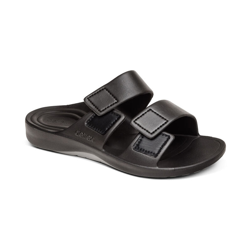 Aetrex Milos Orthotic Slides Men Black - Sole Therapy