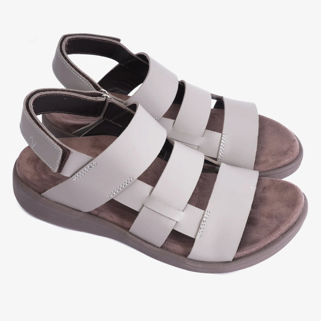 Aetrex White Gladiator Sandals Earth - Sole Therapy