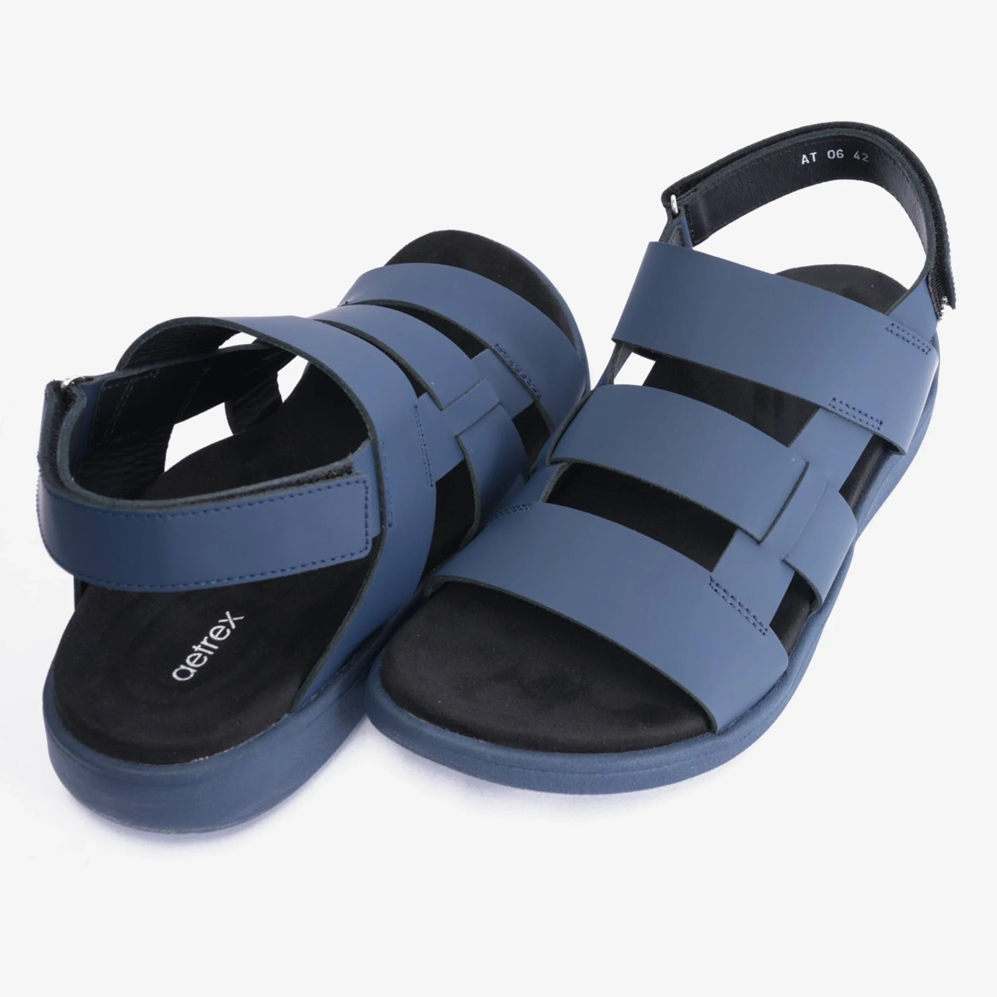 Aetrex White Gladiator Sandals Navy - Sole Therapy