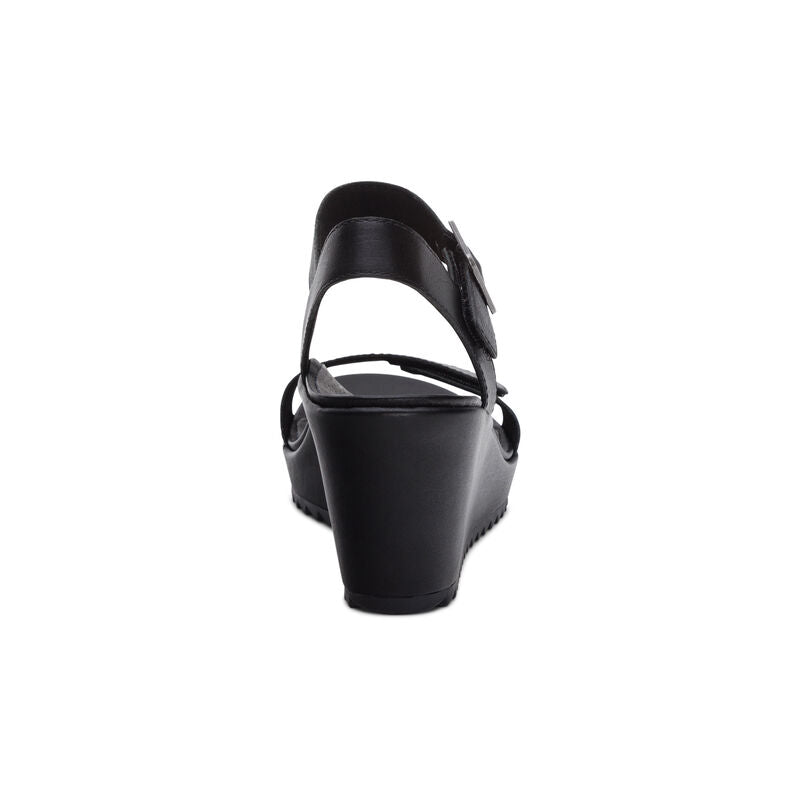 Andrea Quarter Strap Wedge Black - Sole Therapy