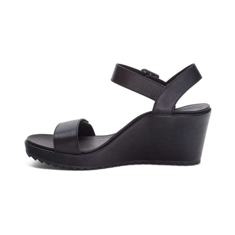 Andrea Quarter Strap Wedge Black - Sole Therapy
