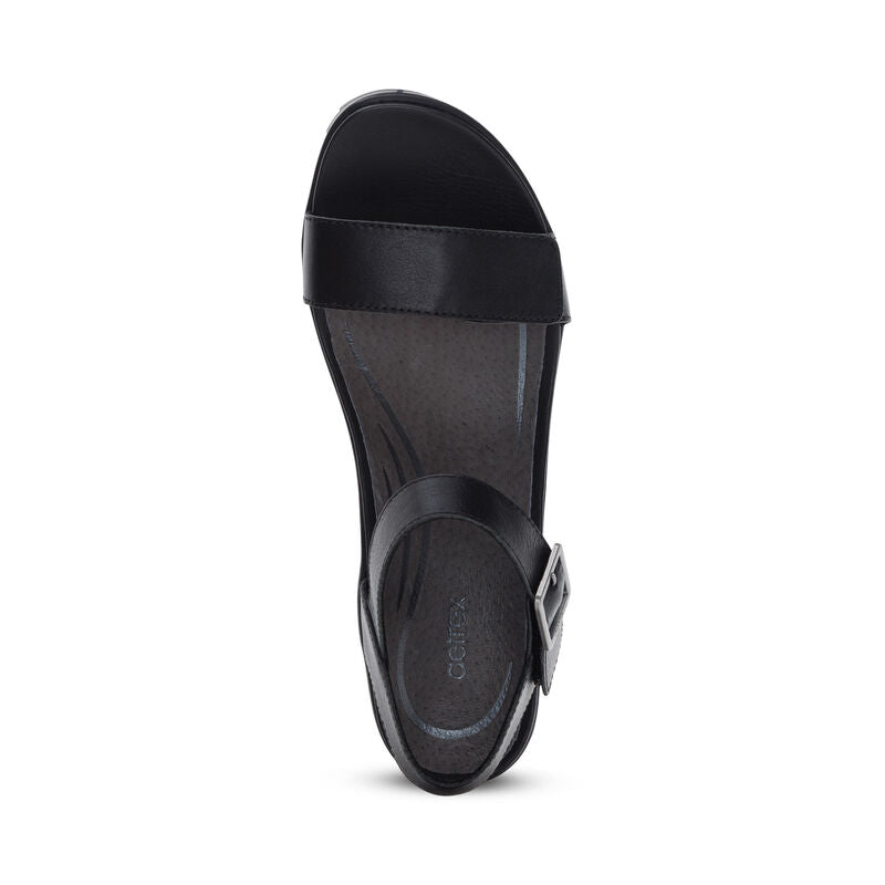 Andrea Quarter Strap Wedge Black - Sole Therapy