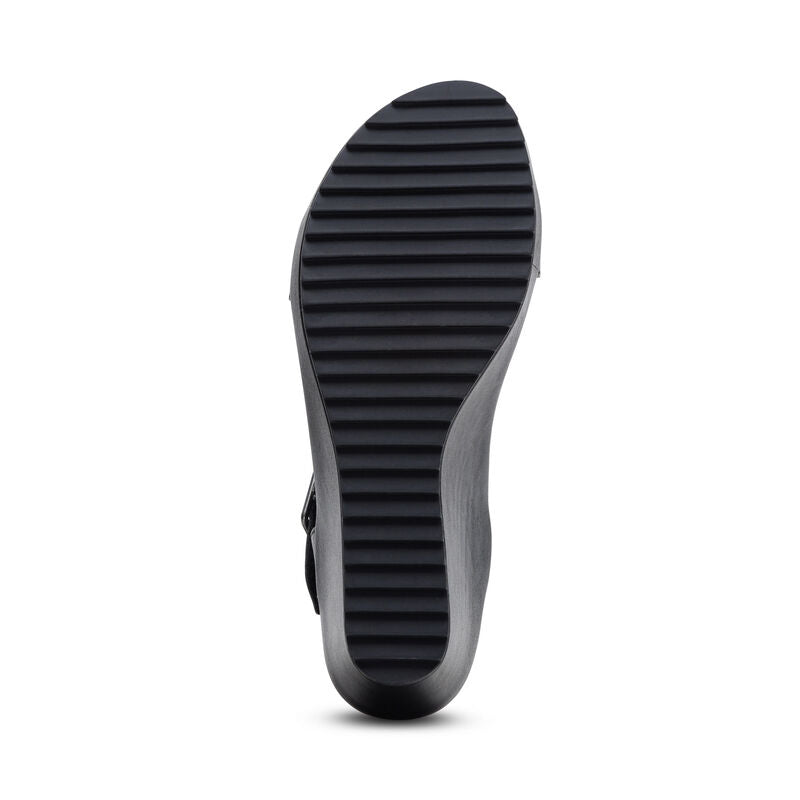Andrea Quarter Strap Wedge Black - Sole Therapy