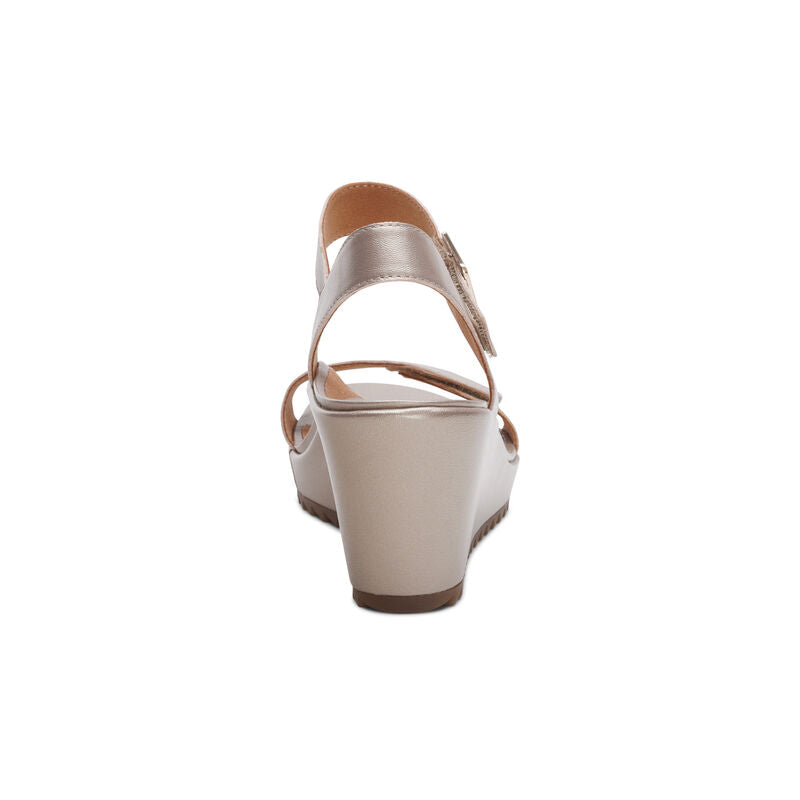 Andrea Quarter Strap Wedge Platinum - Sole Therapy