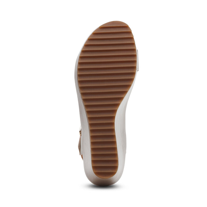 Andrea Quarter Strap Wedge Platinum - Sole Therapy