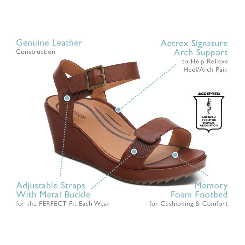 Andrea Quarter Strap Wedge Platinum - Sole Therapy