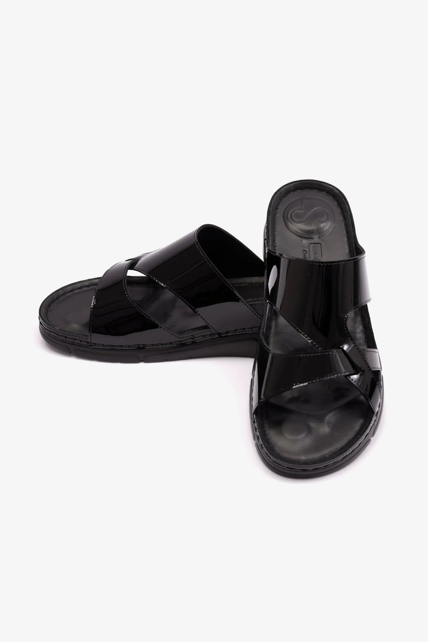 Comfort Plus Women's Patent Leather Arabic Sandals Black LSDCP612