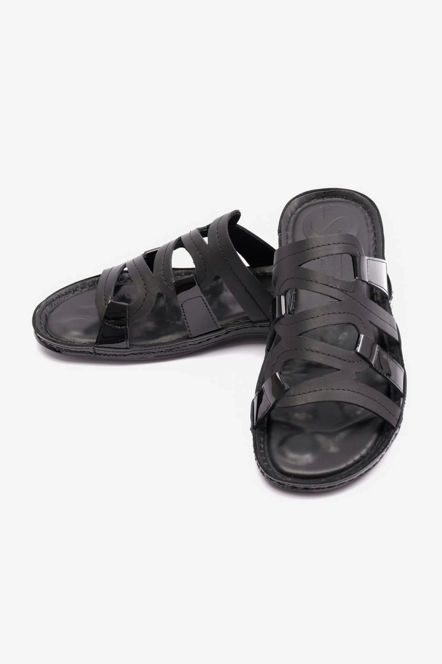 Comfort Plus Women's Flat Leather Sandals Black CP721