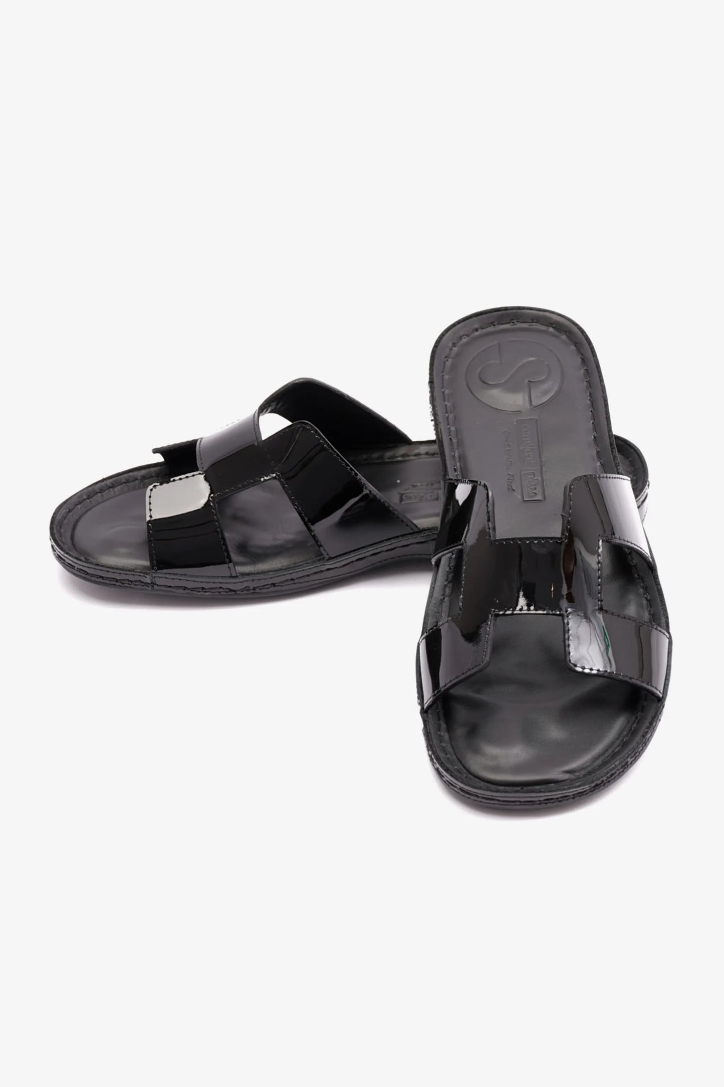 Comfort Plus Women's Flat Patent Leather Sandals Black LSDCP723