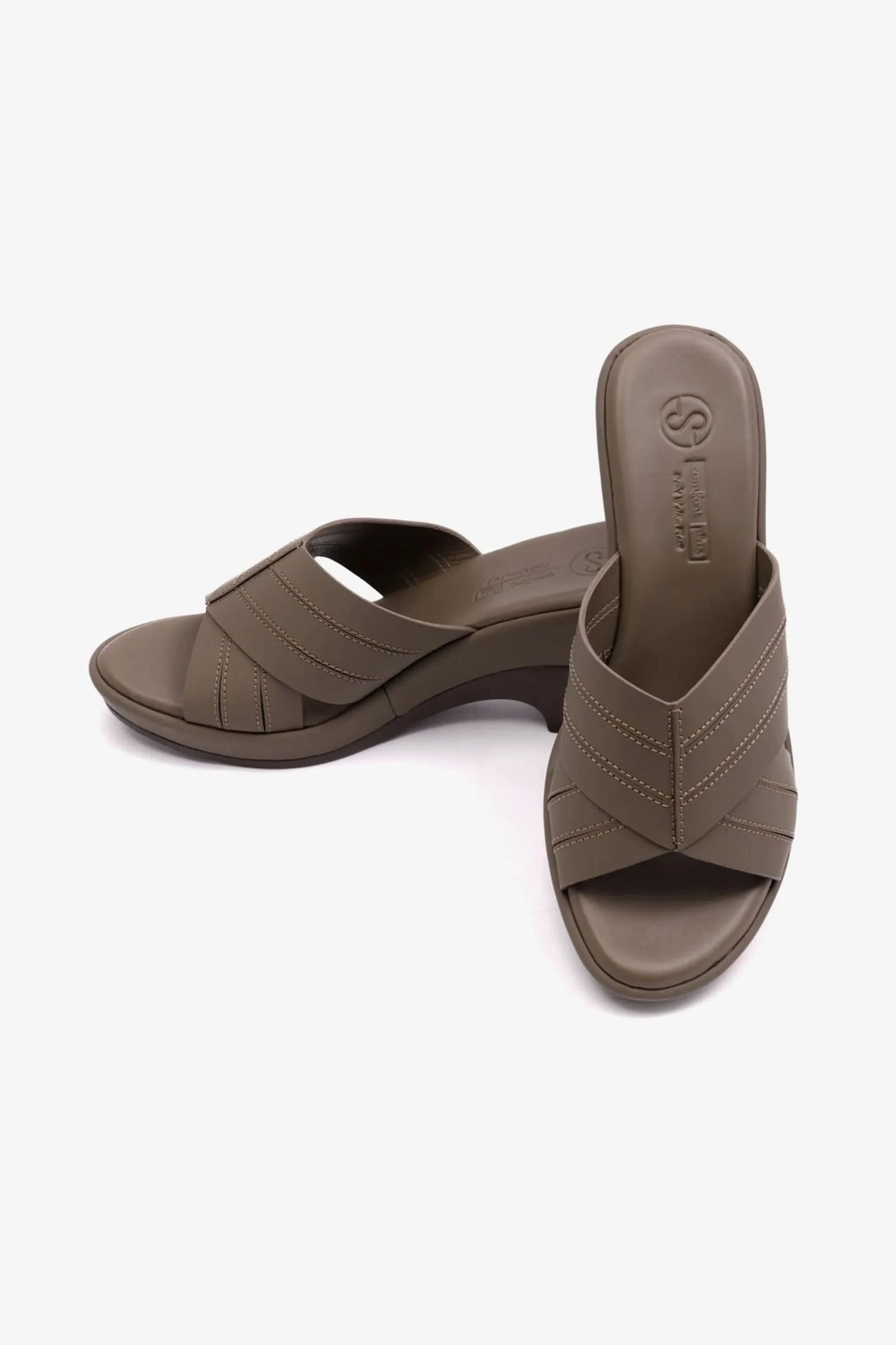 Comfort Plus Women's High Heel Leather Sandals Truffle LSDCP9106