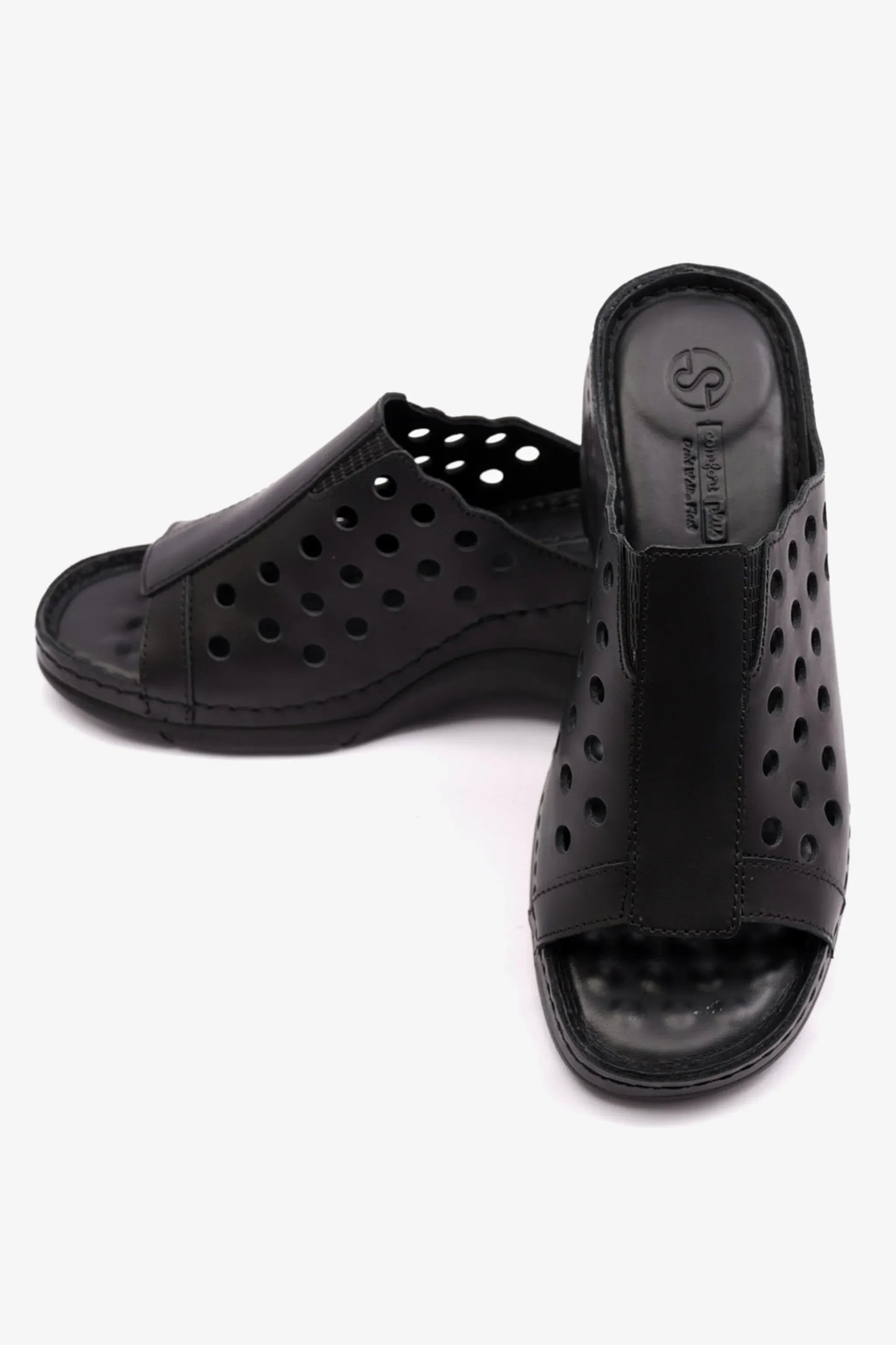 Comfort Plus Women's Slip-On Wedge Sandals Black LSDCPGG102