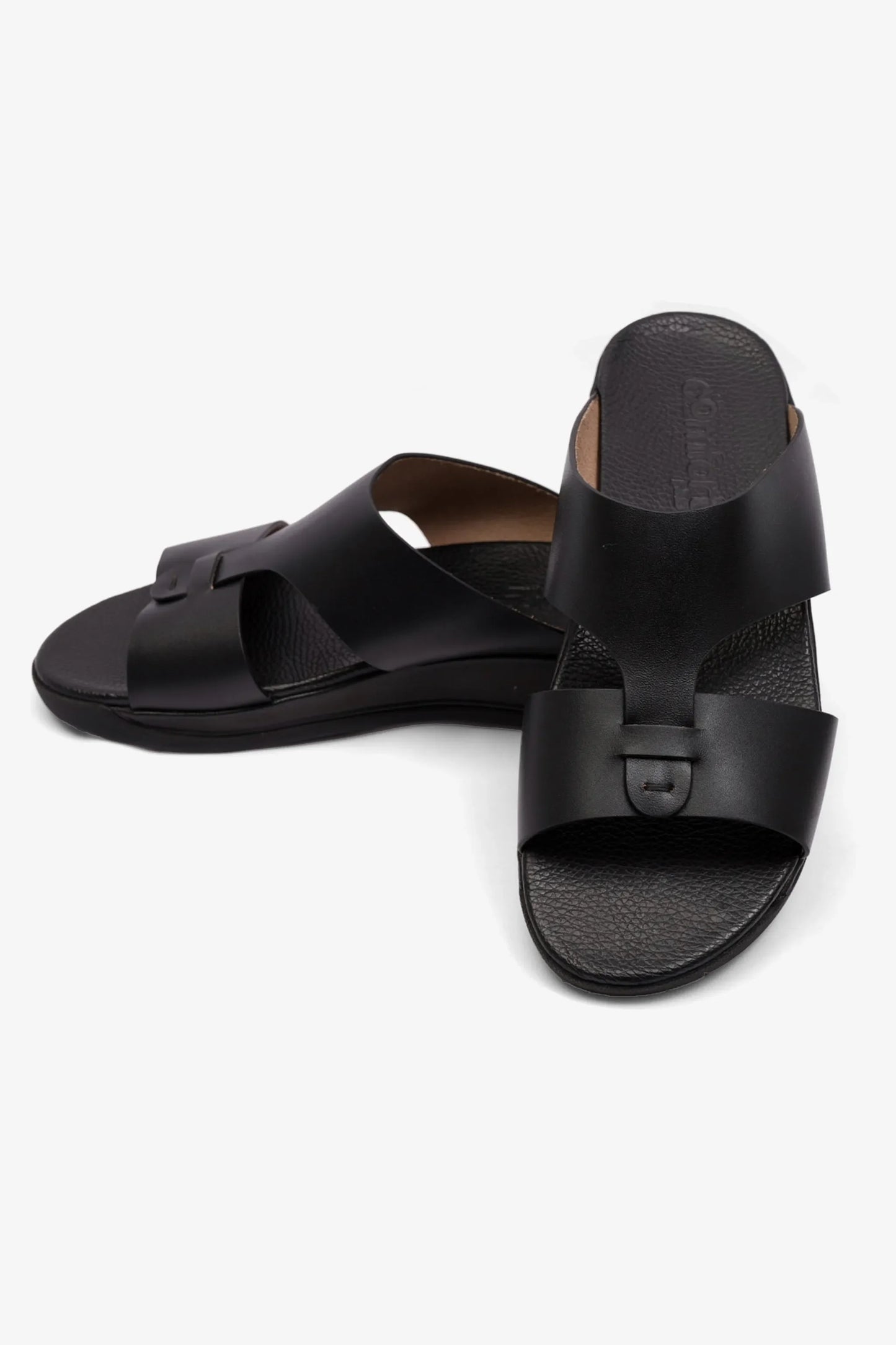Comfort Plus Men's Antiskid Grip Matt Leather Sandals Black MSDCPJY076