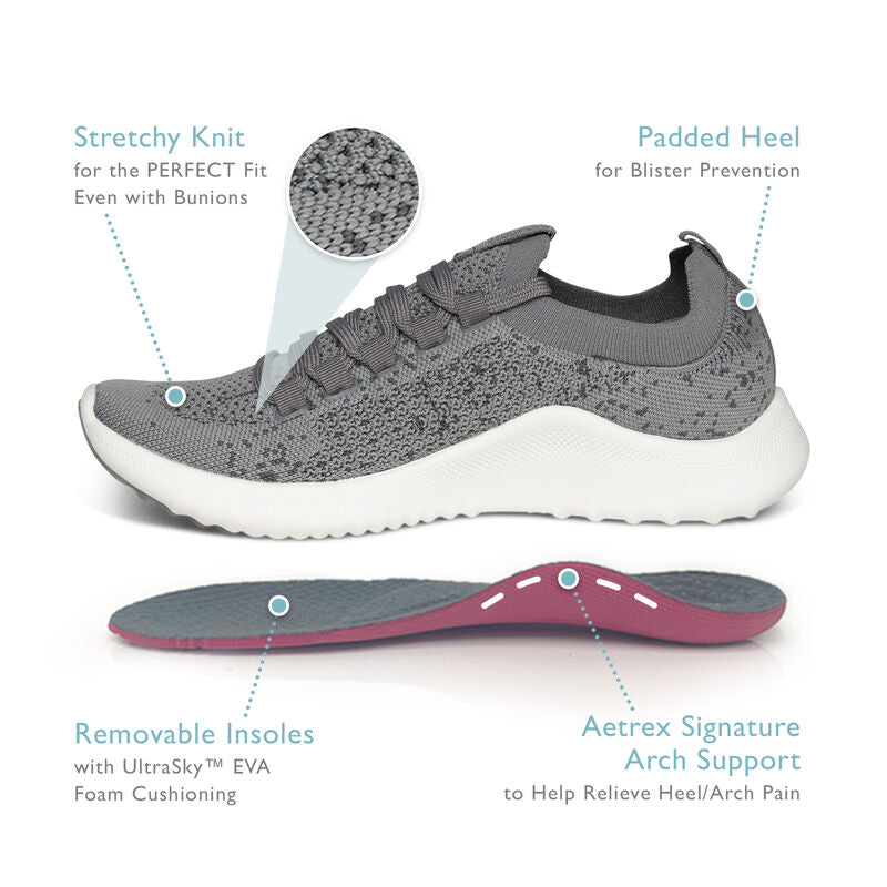 Carly Arch Support Sneakers Grey - Sole Therapy