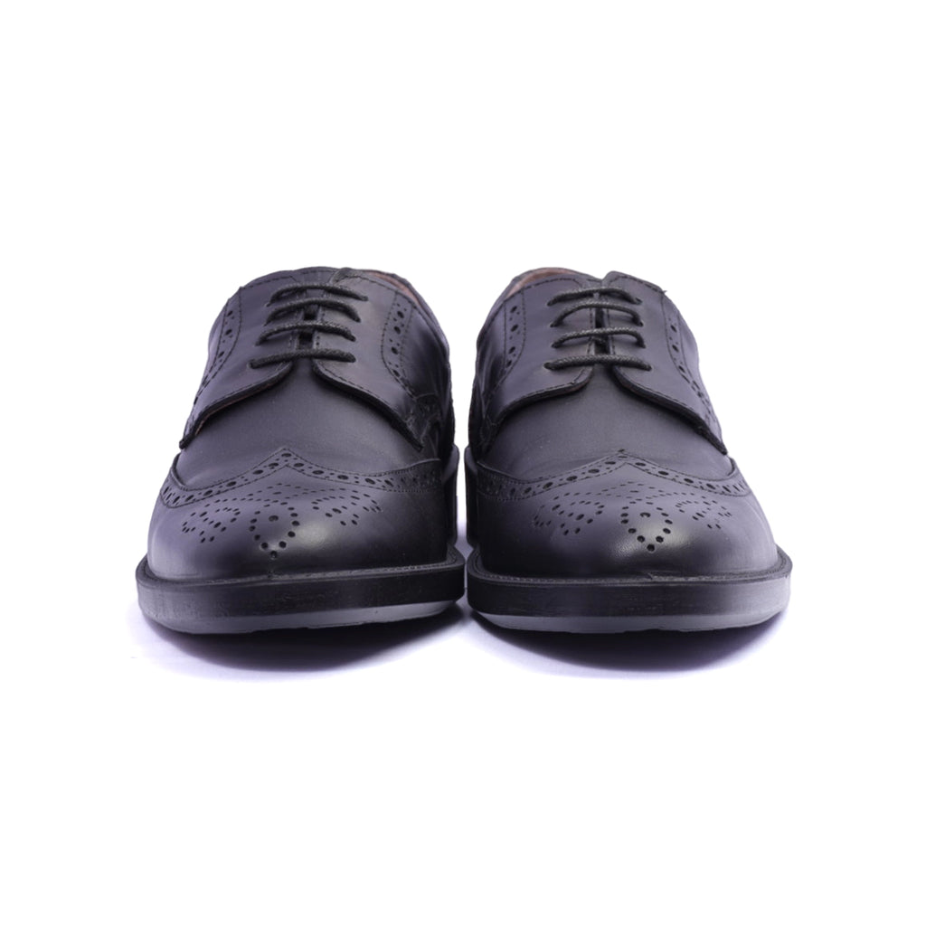 Comfort Plus Men's Leather Brogue Shoes Black - Sole Therapy