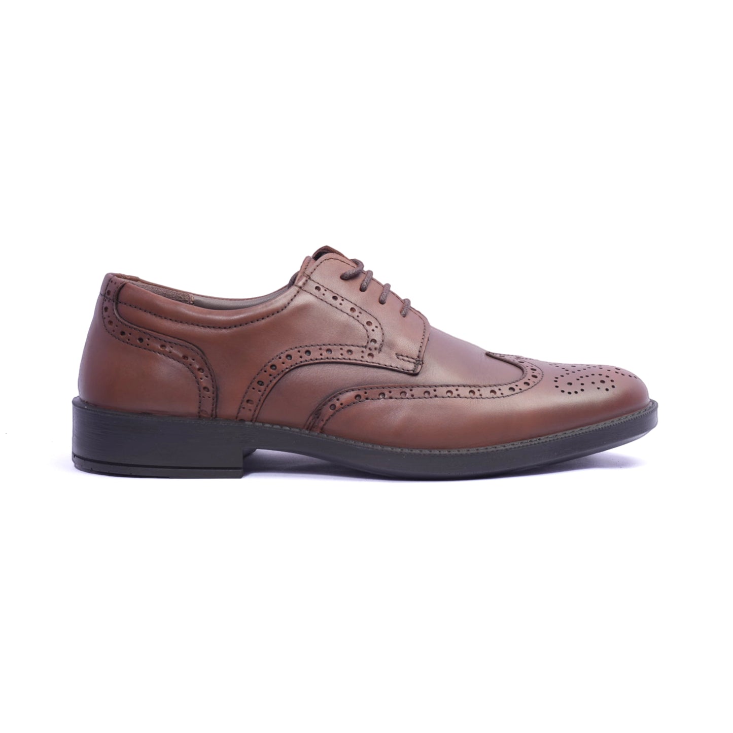 Comfort Plus Men's Leather Brogue Shoes Tan - Sole Therapy