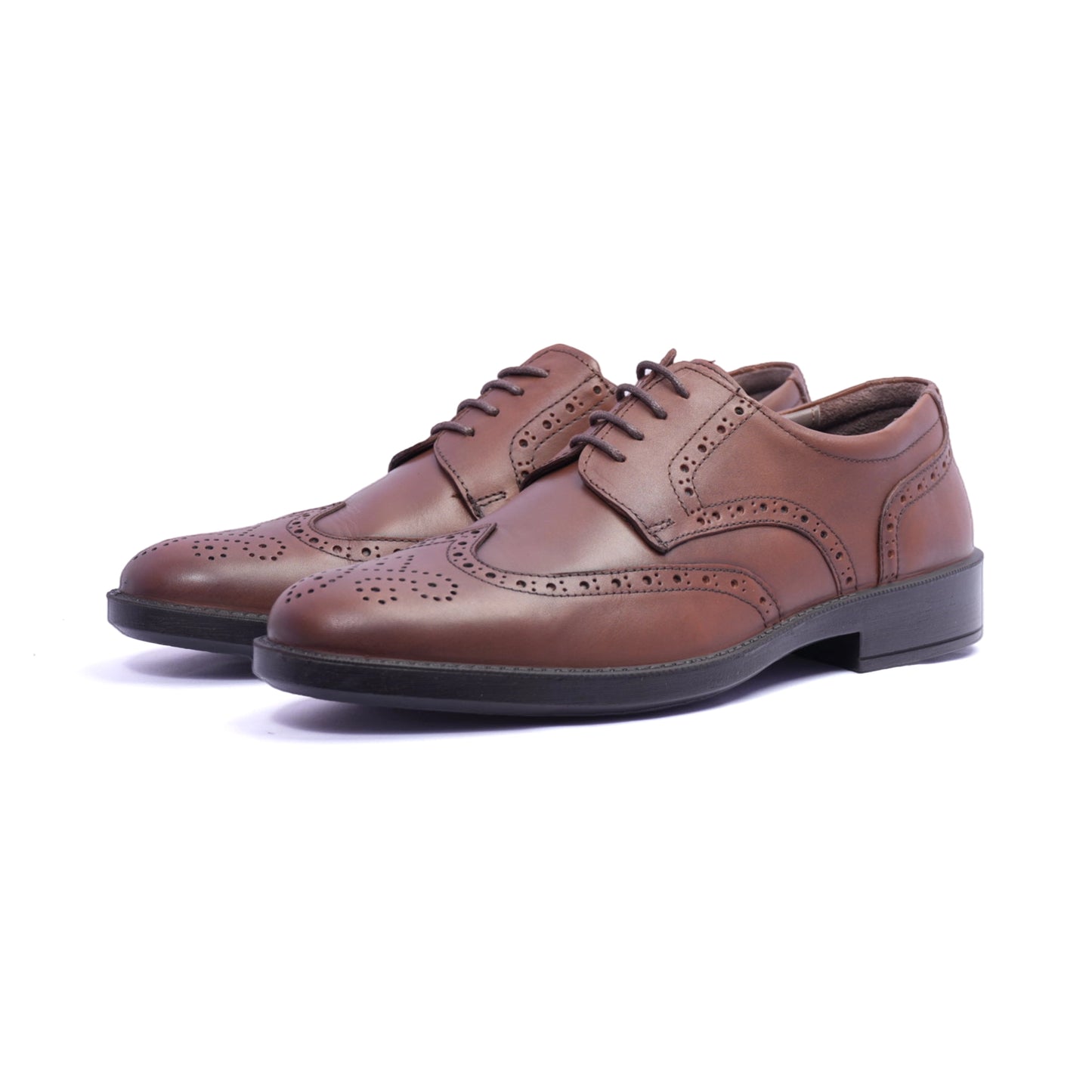 Comfort Plus Men's Leather Brogue Shoes Tan - Sole Therapy