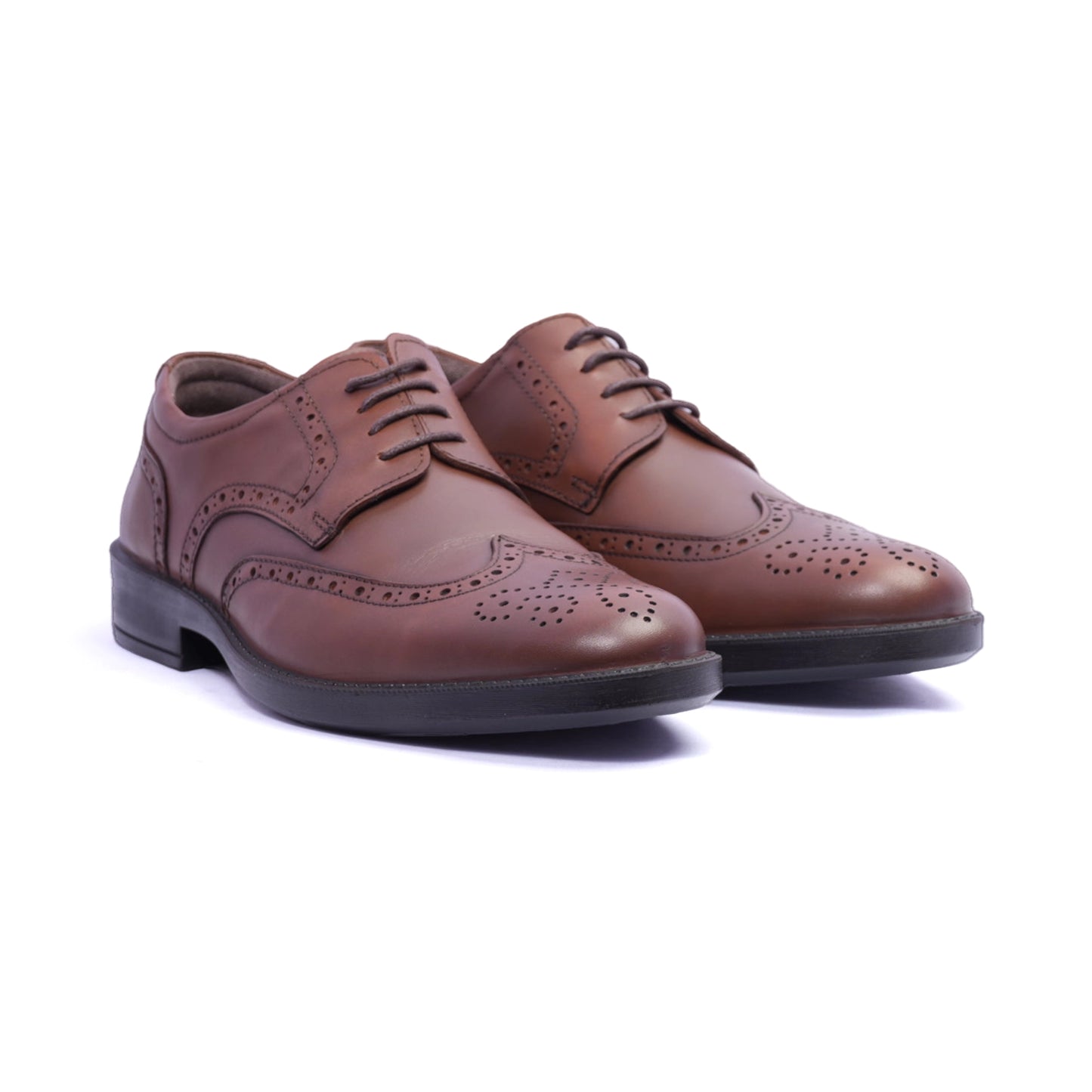 Comfort Plus Men's Leather Brogue Shoes Tan - Sole Therapy