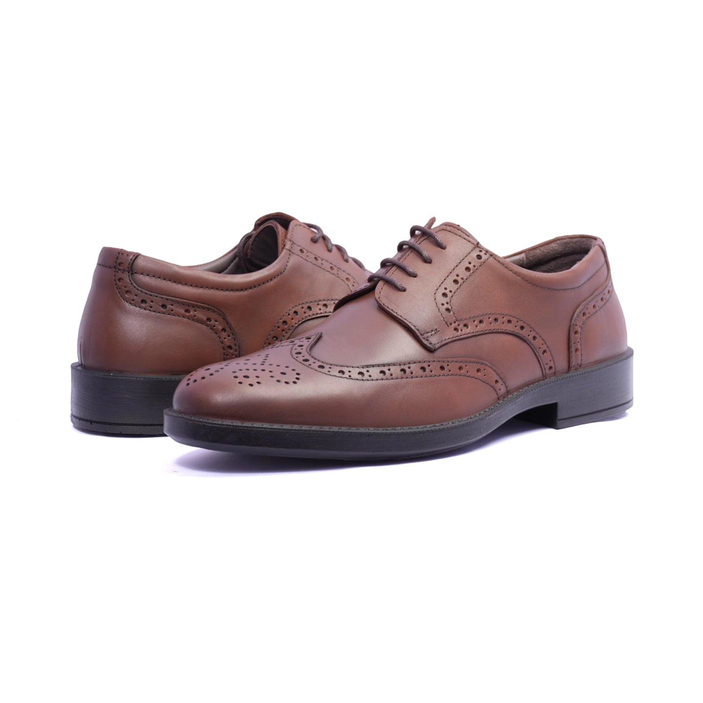 Comfort Plus Men's Leather Brogue Shoes Tan - Sole Therapy