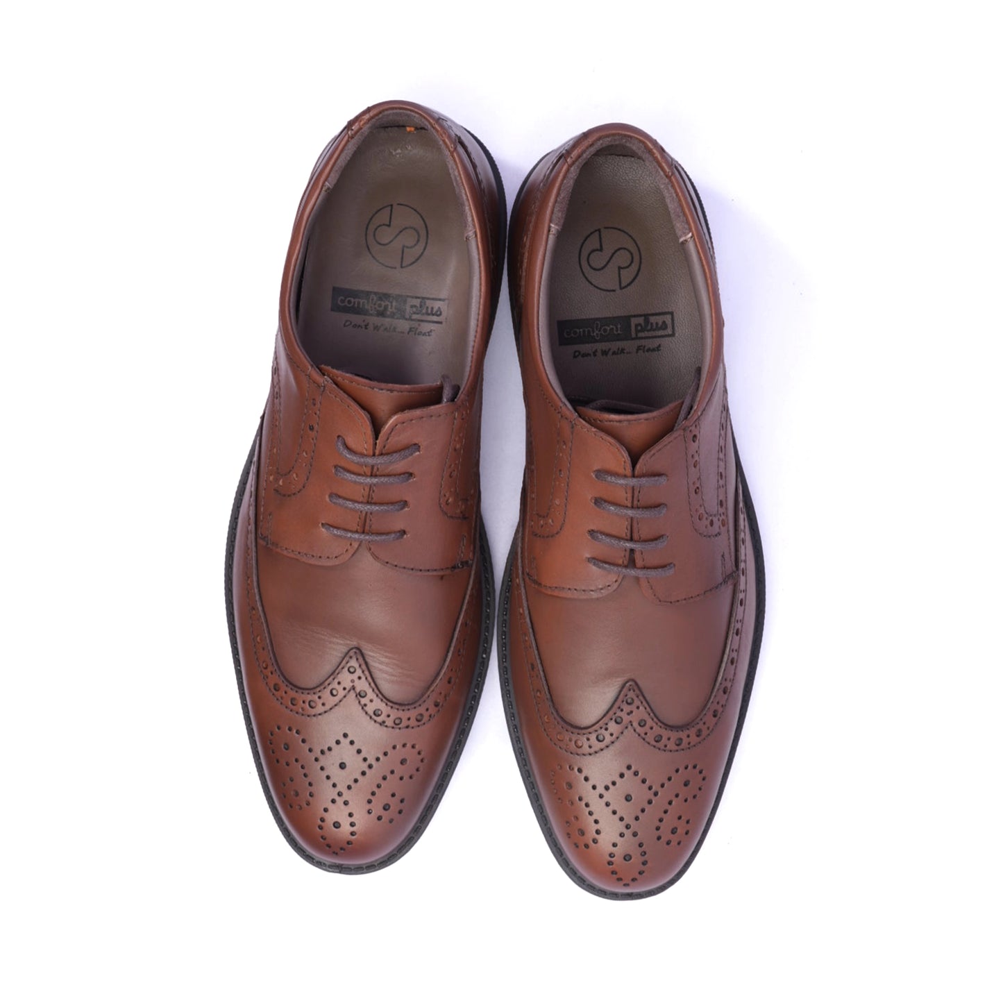 Comfort Plus Men's Leather Brogue Shoes Tan - Sole Therapy