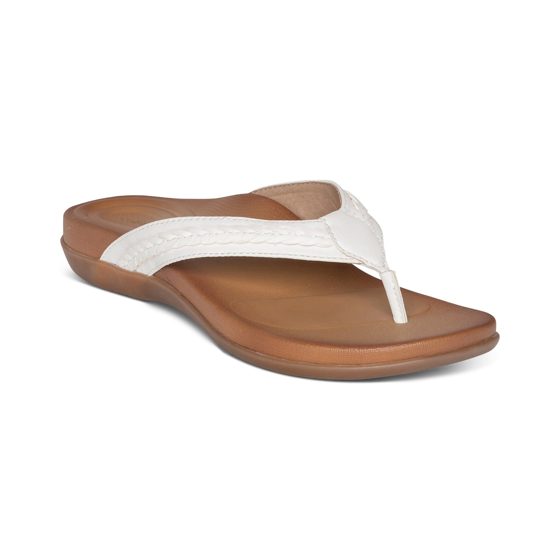 Emmy Braided Thong Sandals White - Sole Therapy