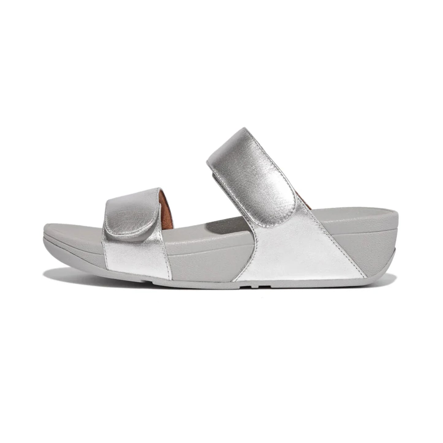 FITFLOP WOMENS LEATHER SLIDES - SILVER - Sole Therapy