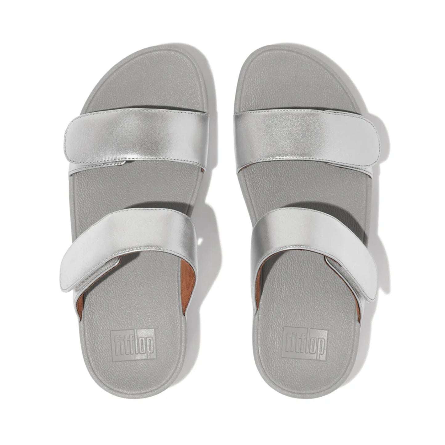 FITFLOP WOMENS LEATHER SLIDES - SILVER - Sole Therapy