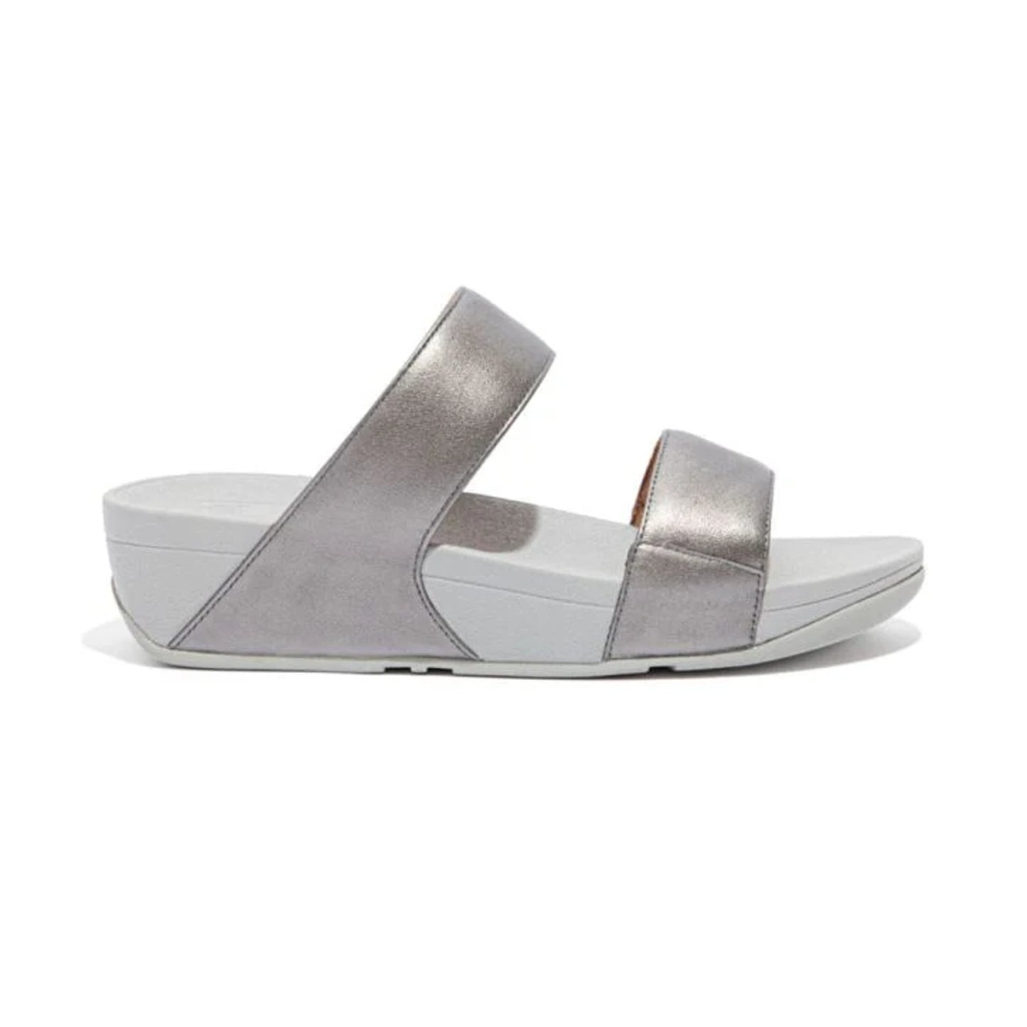 FITFLOP WOMENS LEATHER SLIDES - SILVER - Sole Therapy