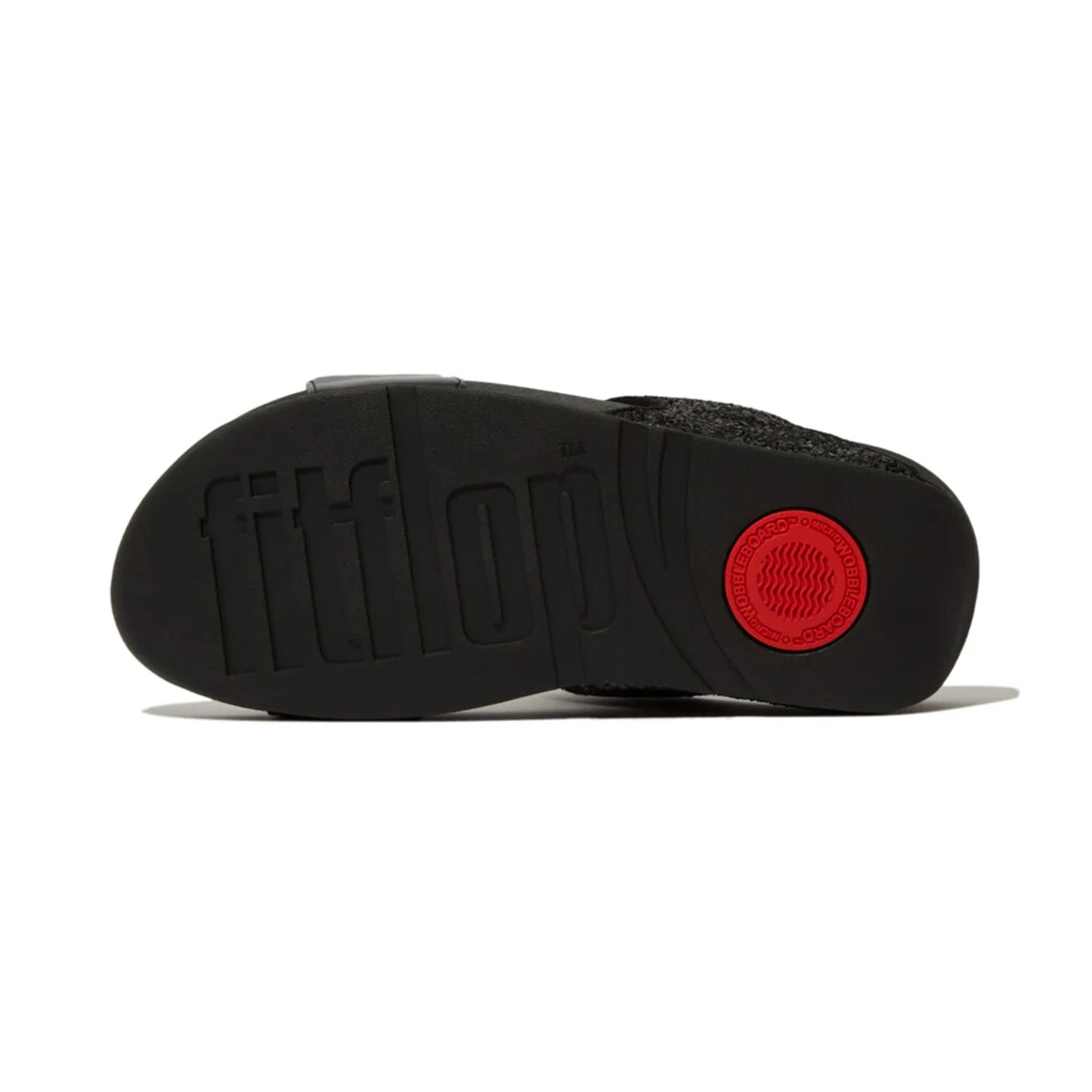 FITFLOP WOMENS LULU GLITTER SLIDES - BLACK - Sole Therapy